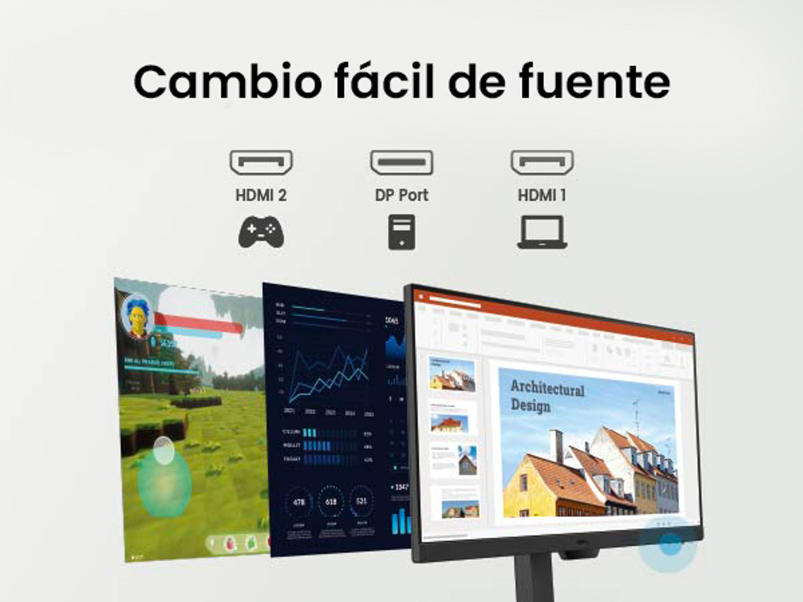 Monitor komputera wyświetlający różne okna, pokazujące projekt, wykresy i grę.