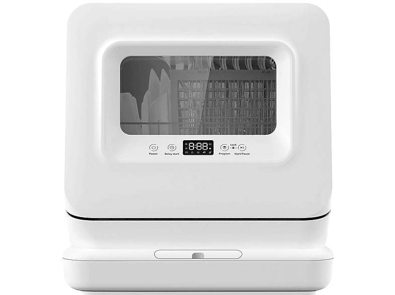 KITTECH Mini Geschirrspüler Tragbar – mit 5 Programme, Digitalanzeige, 360° Sprüharme Geschirrspüler (Standgerät, F)