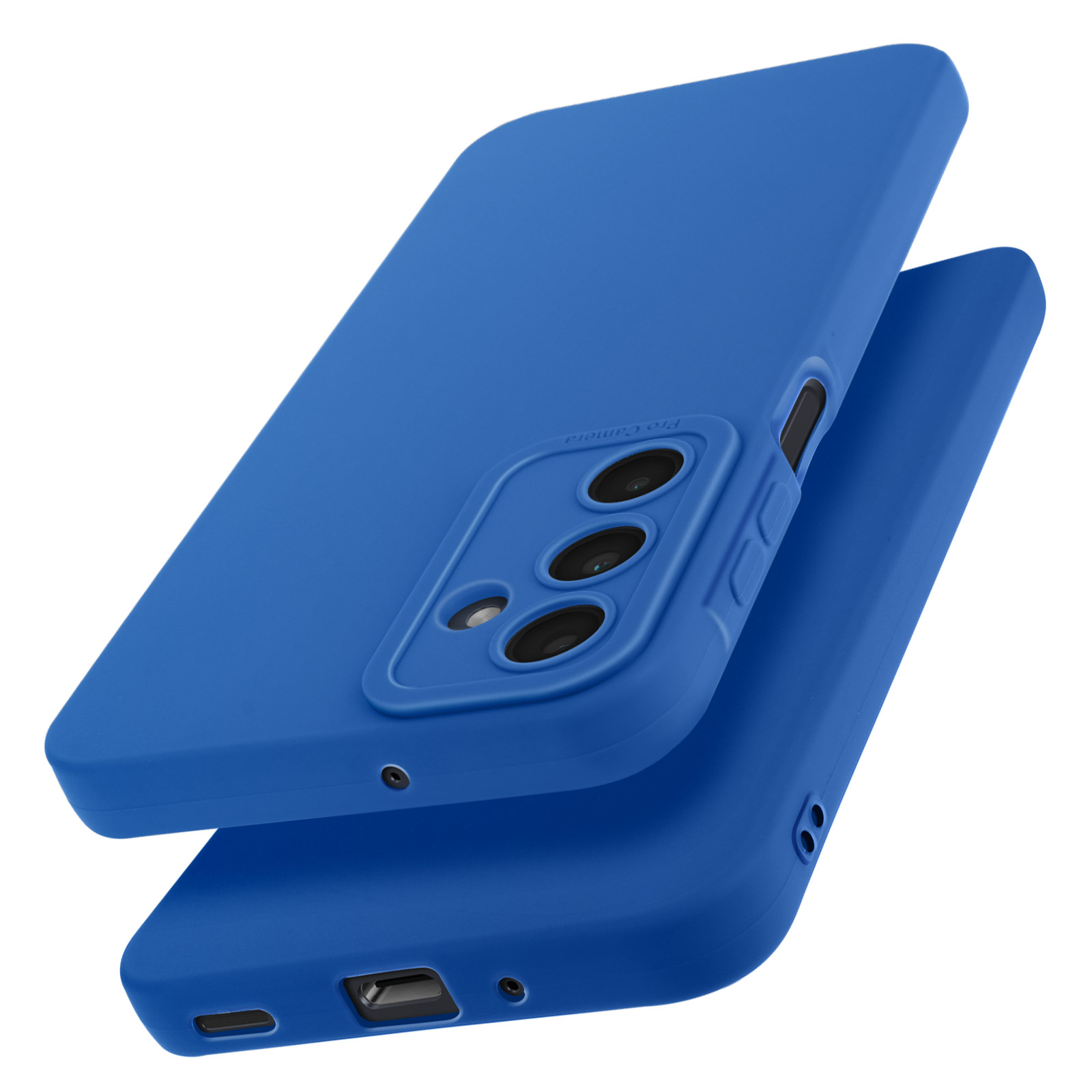 Due custodie blu per telefono, una sopra l'altra.