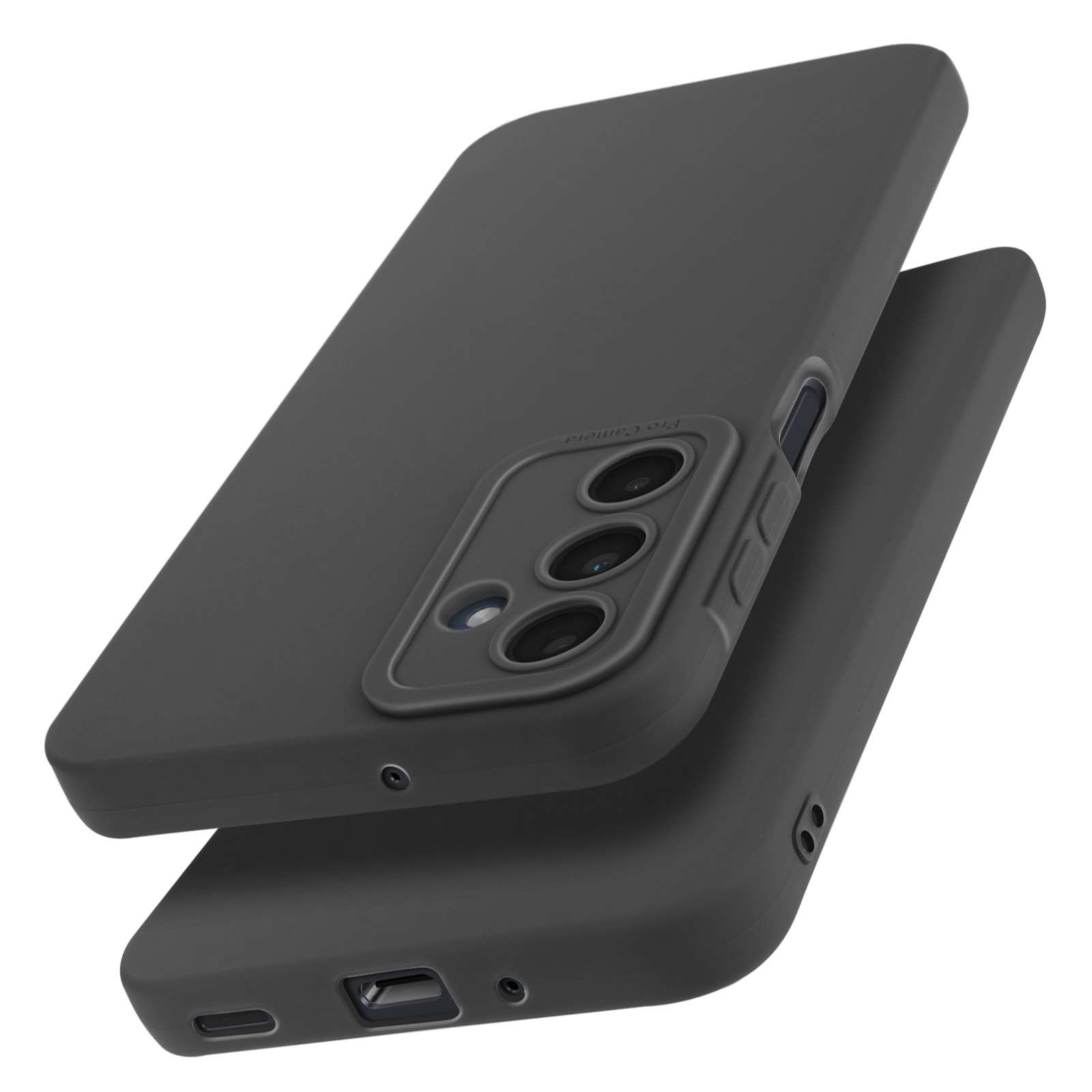 Due custodie per telefoni nere. Le custodie per telefoni hanno ritagli per la fotocamera e coperture per i pulsanti.
