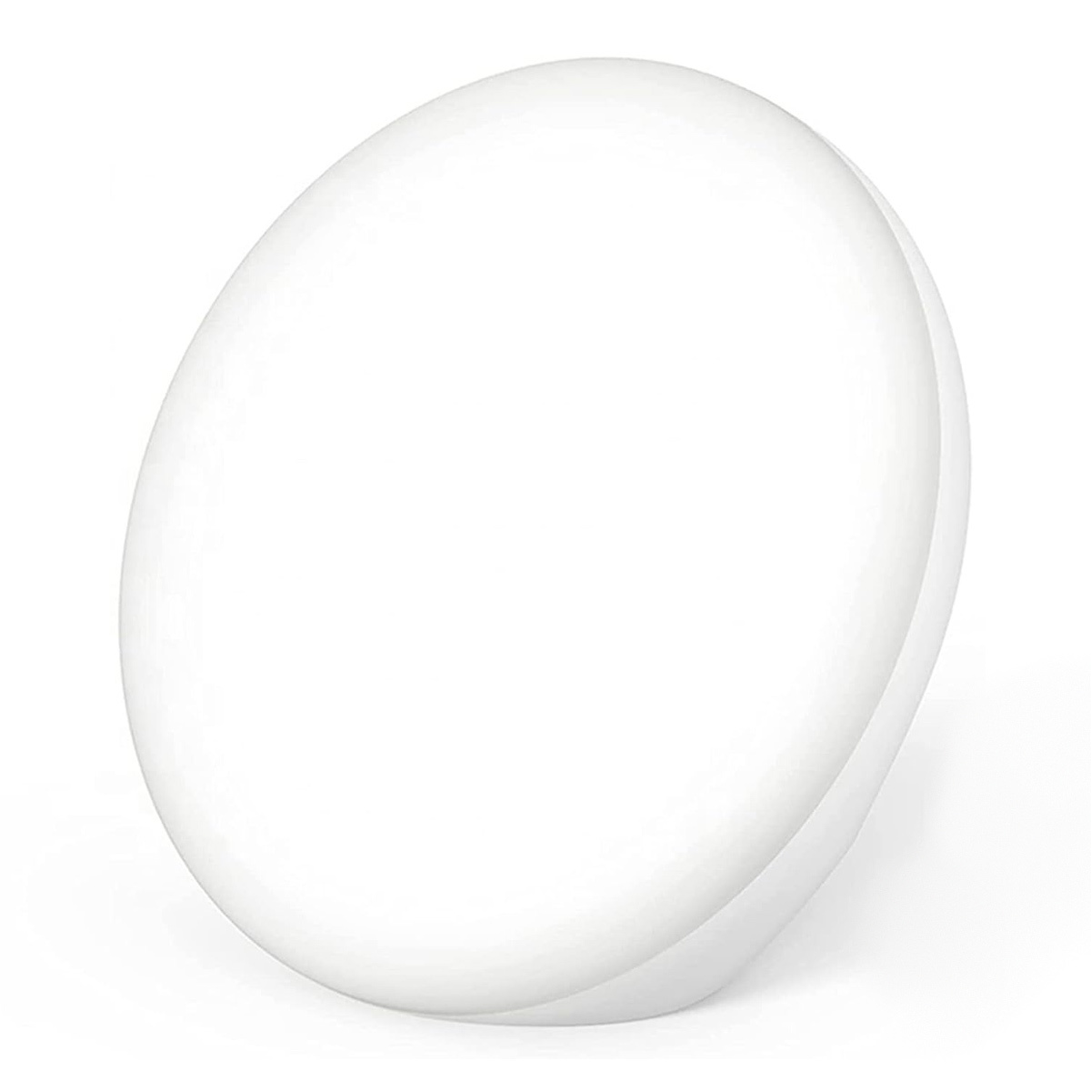 Ein glattes, weißes, oval geformtes Licht, möglicherweise eine Lampe oder ein Designelement.