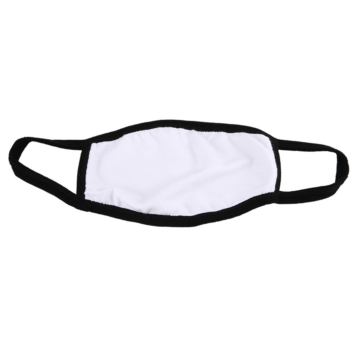 Weiße Gesichtsmaske mit schwarzem Rand. Einfaches, flaches Design. Weißer Hintergrund.