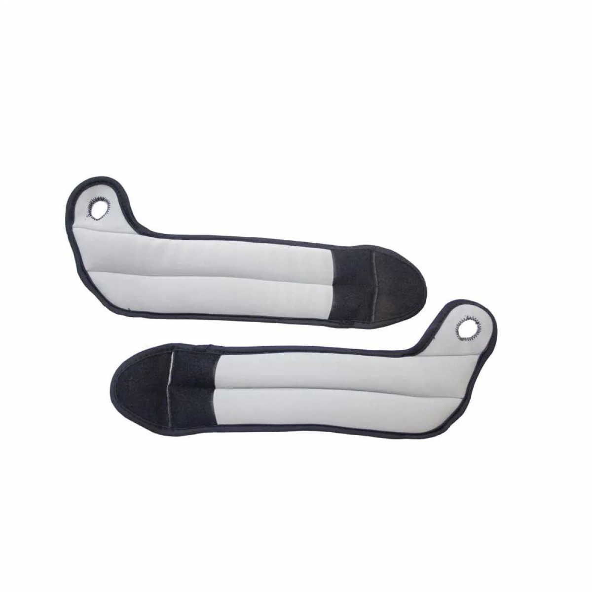 Deux coussinets de poids de bras blancs et noirs sur fond blanc.