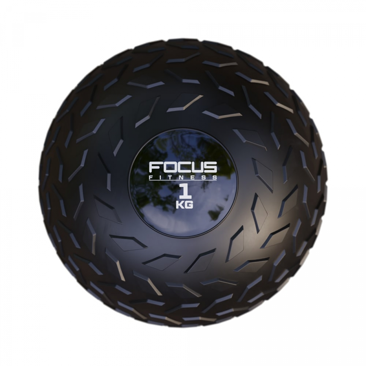 Balle Focus Fitness noire, 1 kg, surface texturée.