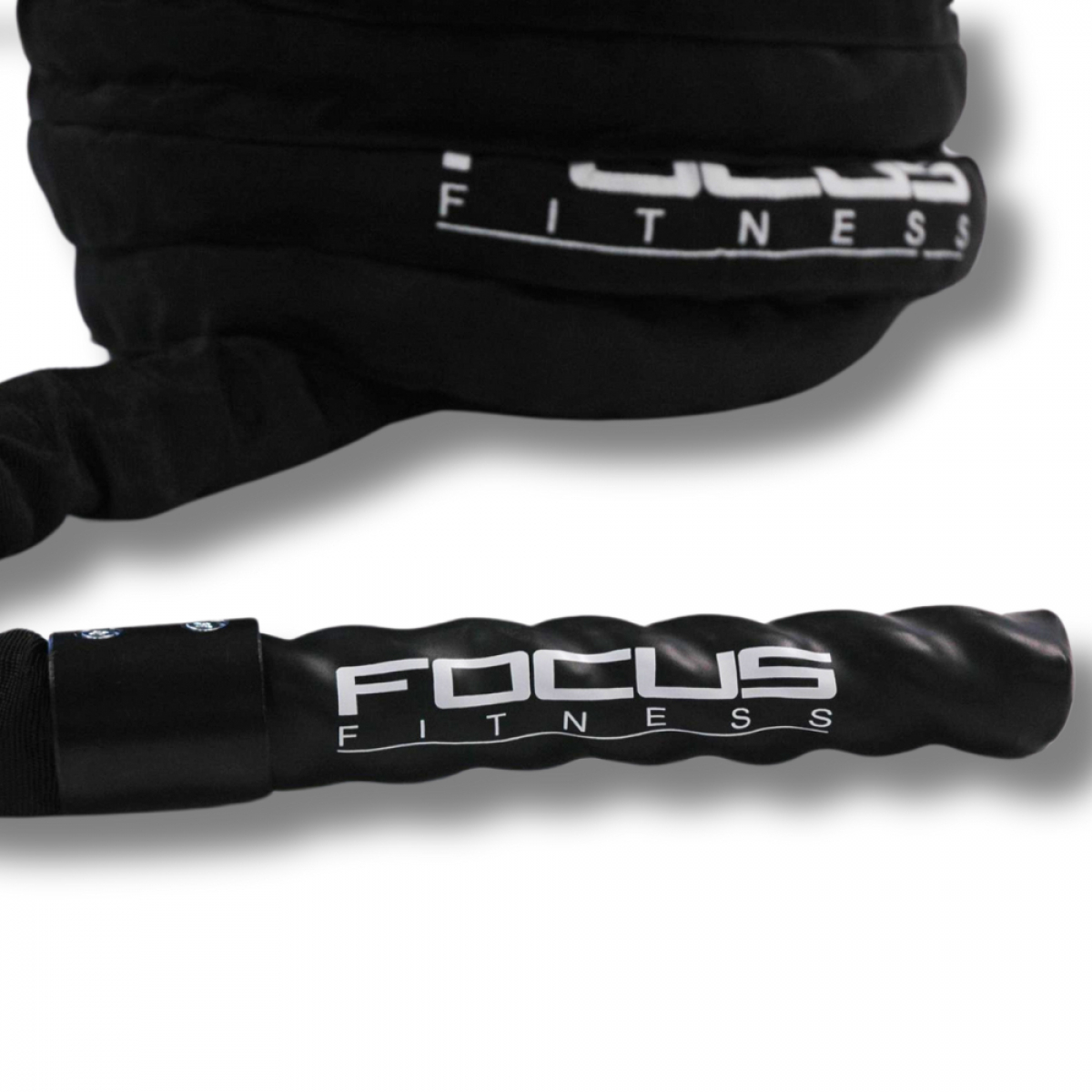Black fitness ropes with the text 'FOCUS FITNESS' on the handles.