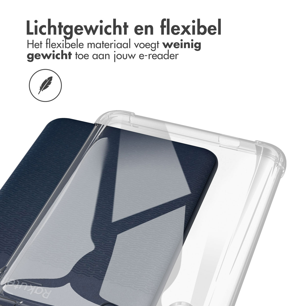 Clear phone case over a blue patterned surface.