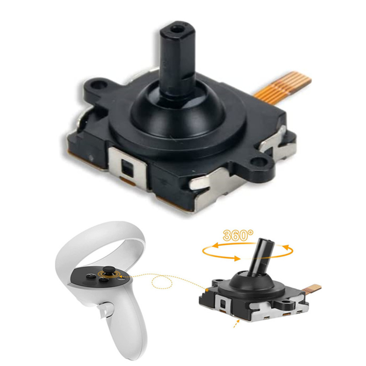 VR-Controller-Joystick. Schwarzer Joystick mit Kabel und weißem Controller.