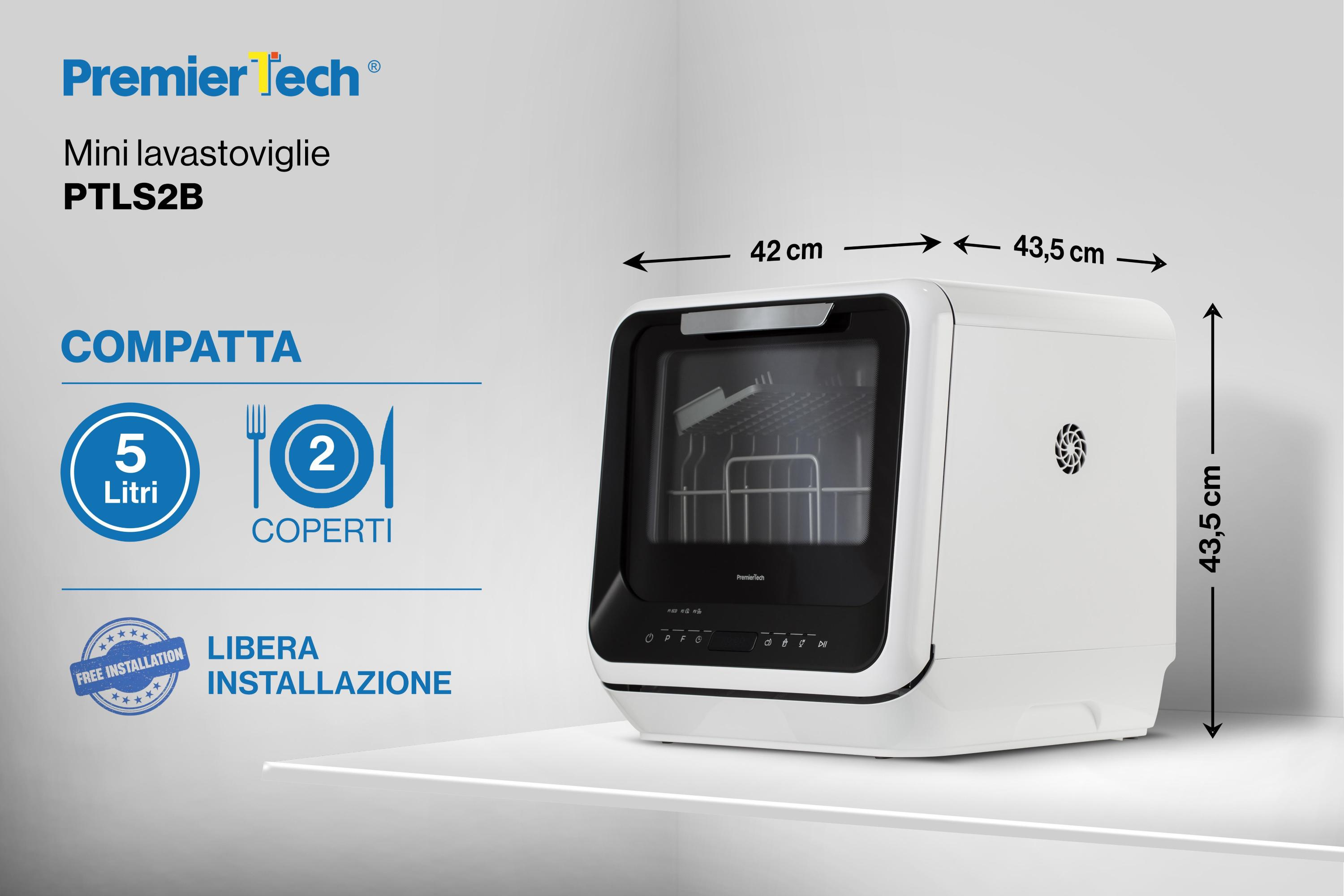 Una mini lavastoviglie con capacità di 5L e 2 coperti, con installazione gratuita.