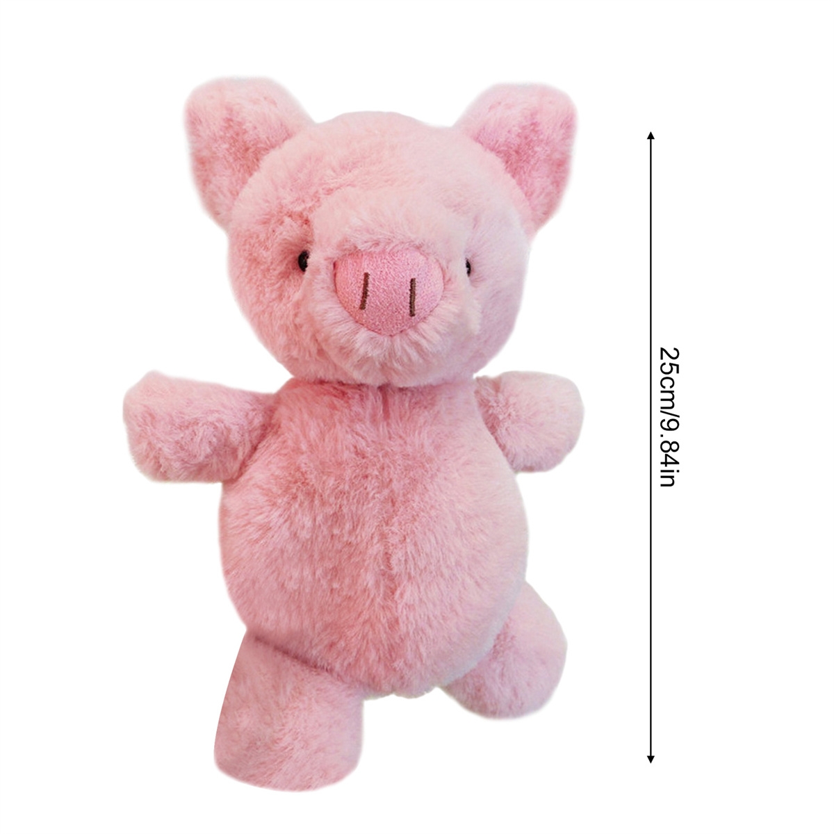 Rosa Plüschschwein. Das Schwein hat eine lange Schnauze und große Ohren.