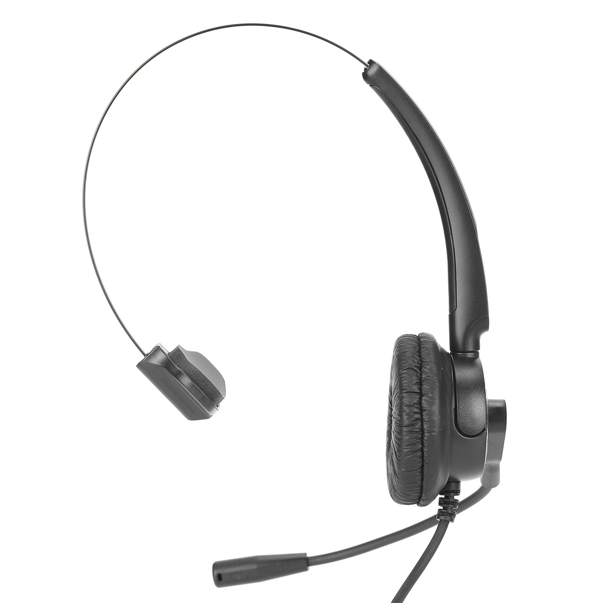 Schwarzes Headset mit Mikrofon und flexiblem Arm.