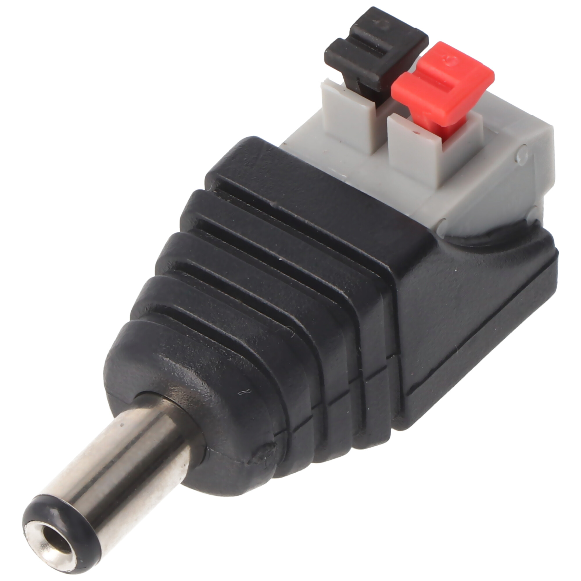 Een zilveren connector met een witte binnenkant.