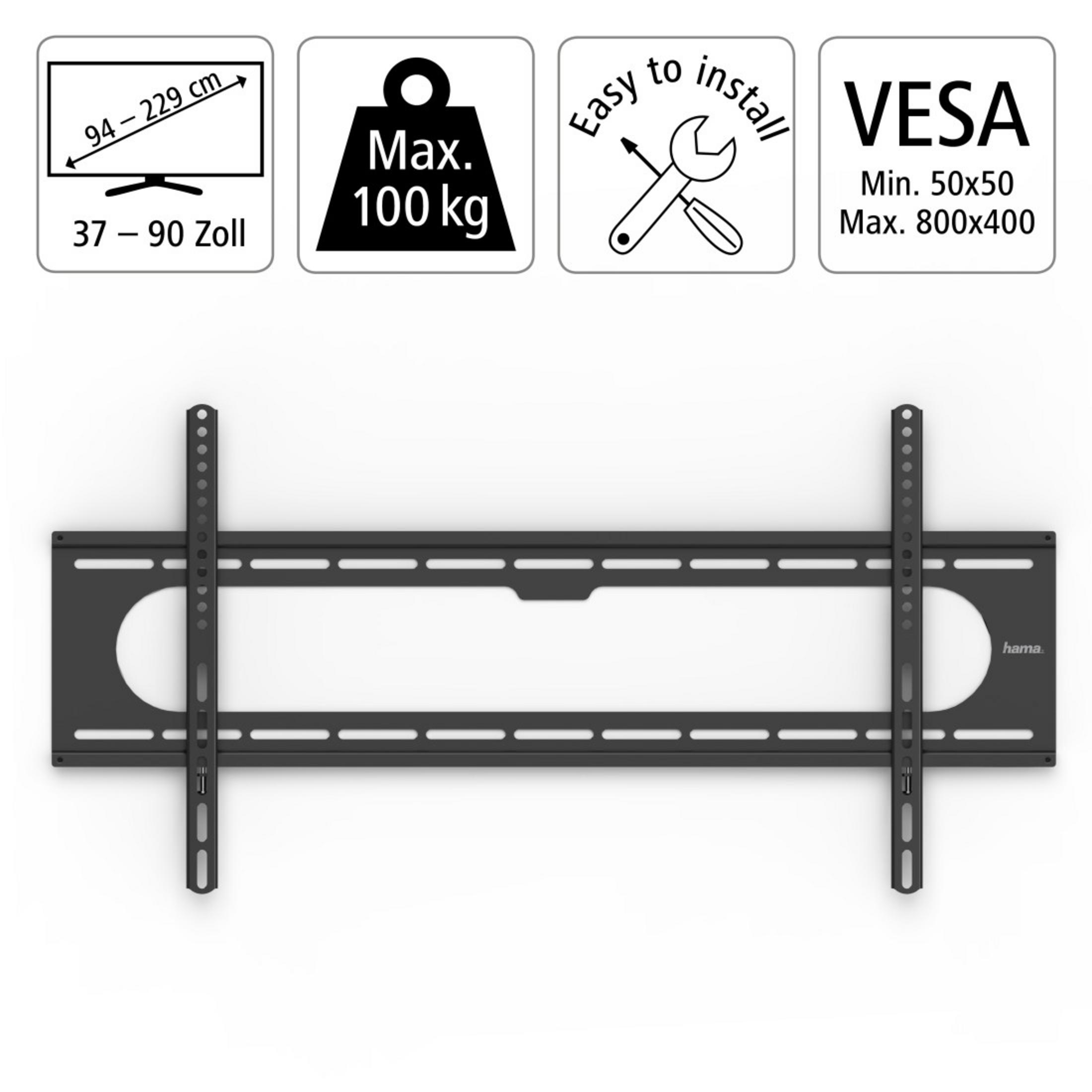 Czarny stojak pod telewizor z czarną ramą i dwoma czarnymi, poziomymi podporami. Białe tło.