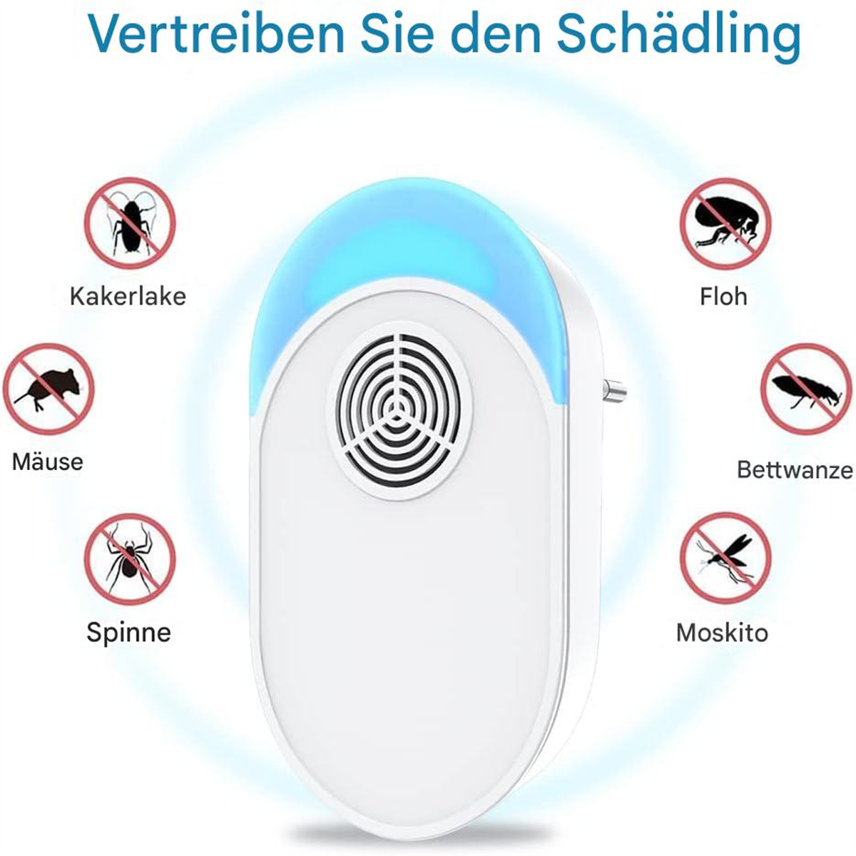 Weißes Schädlingsbekämpfungsmittel. Zeichen von Schädlingen werden gezeigt.