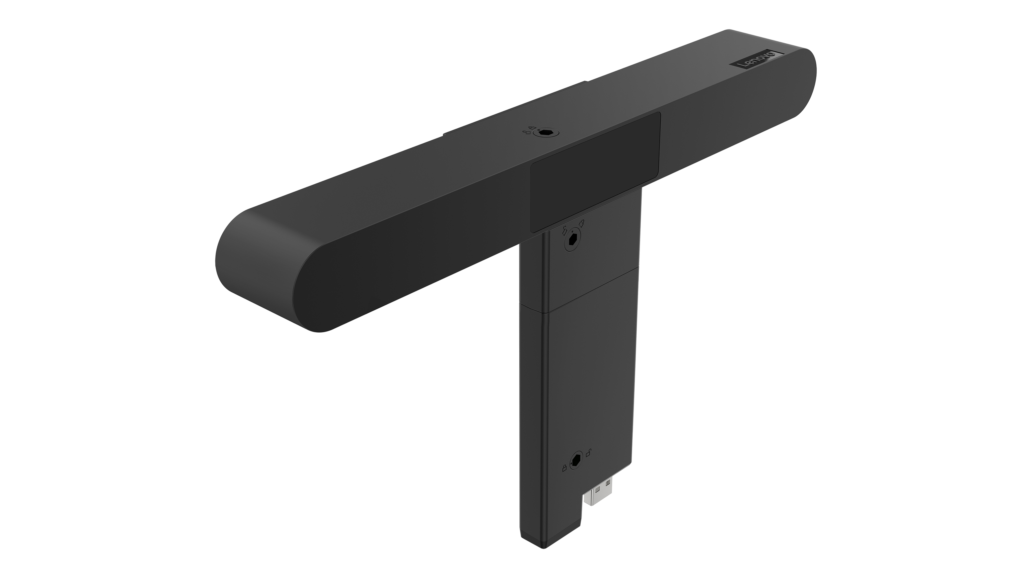 Schwarze Leuchte mit T-förmigem Design.