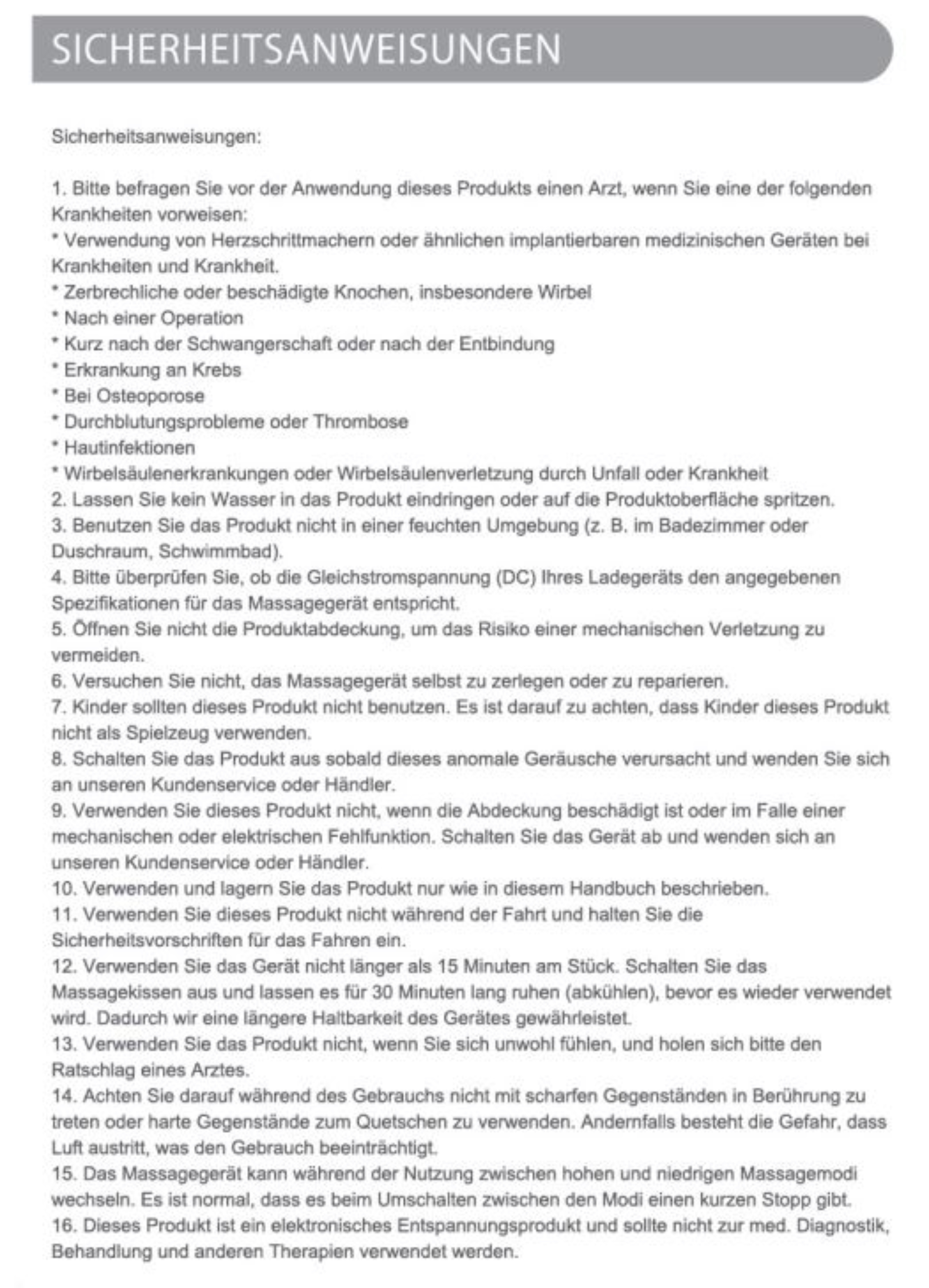 Ein Dokument mit Sicherheitshinweisen. Text ist auf Deutsch, mit Warnungen und Sicherheitsvorkehrungen.