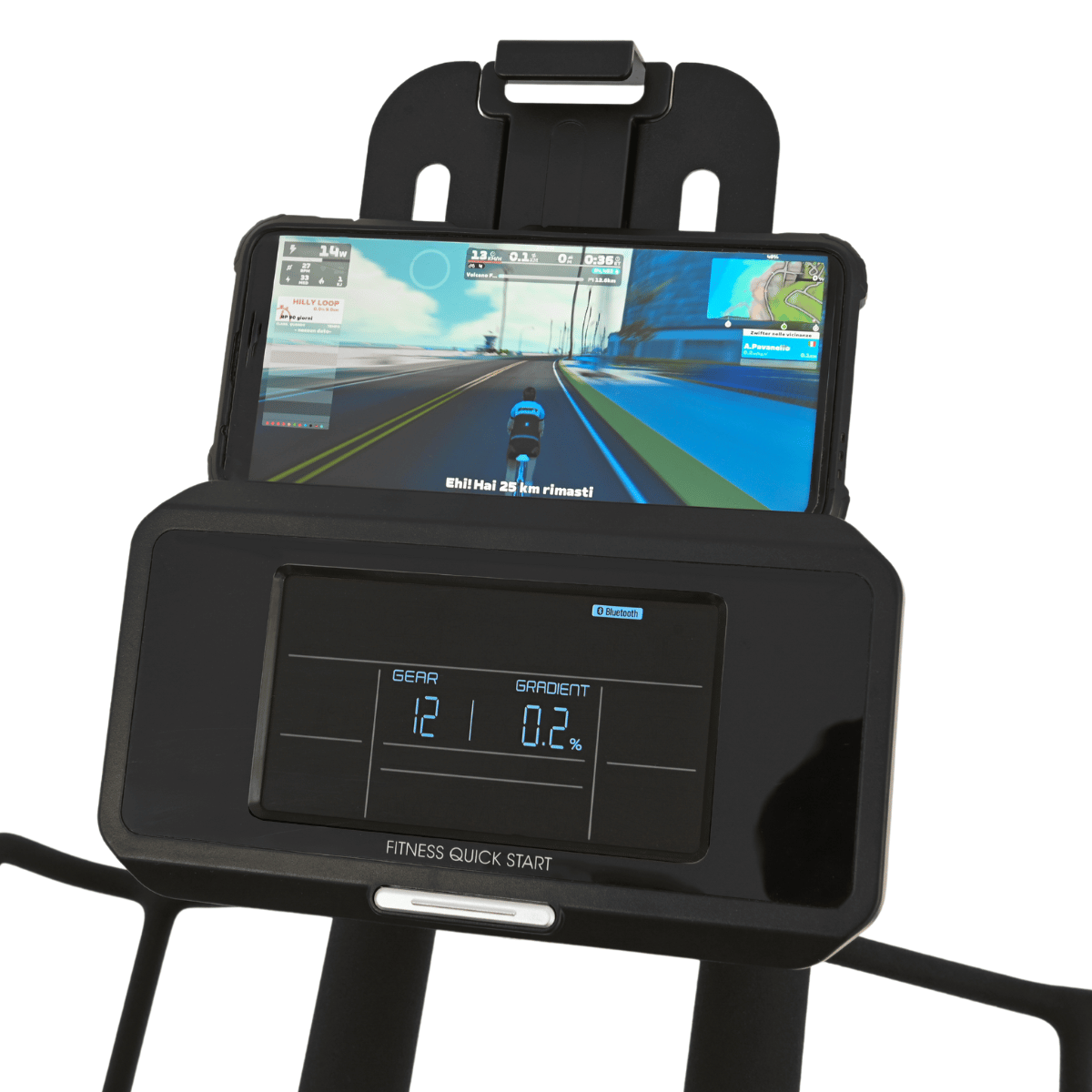 Schwarzes Gamepad mit Knöpfen und Joysticks, mit Wireless-, USB- und Instant-Symbolen.