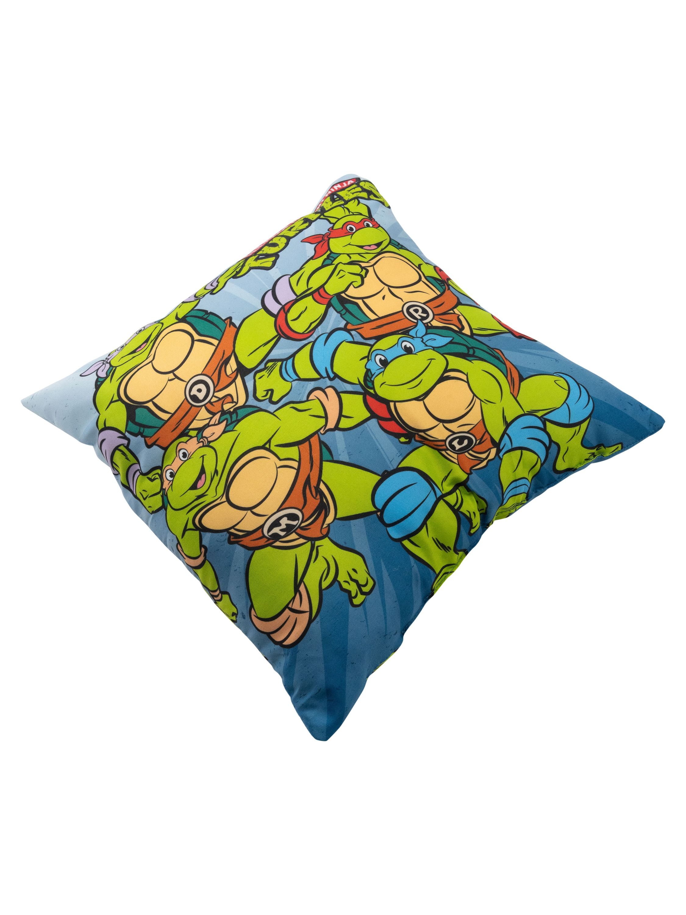 Kissen mit einem Design der Teenage Mutant Ninja Turtles. Das Kissen befindet sich auf weißem Hintergrund.