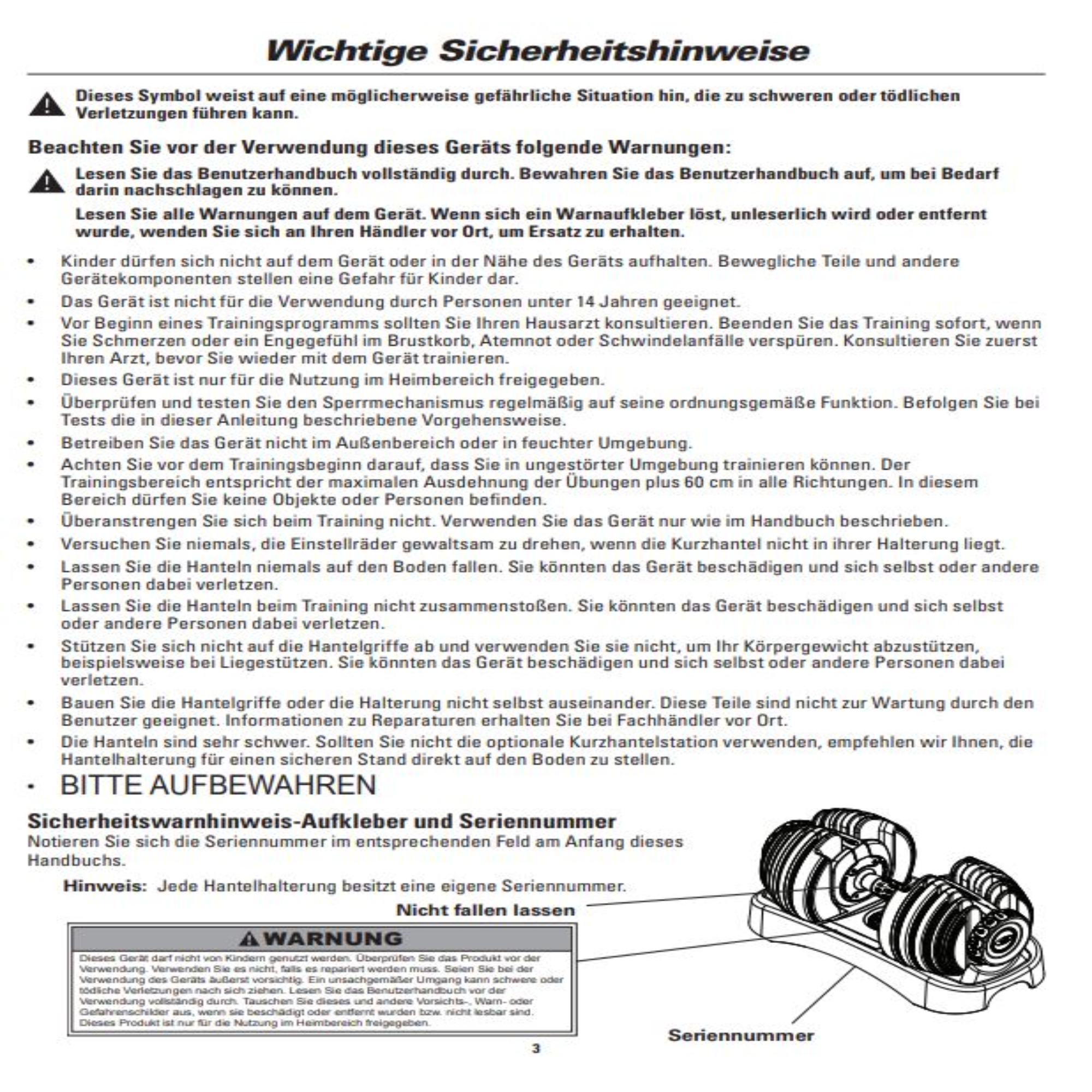 Deutsche Sicherheitshinweise. Text und Symbole, die Warnungen und wichtige Sicherheitsvorkehrungen detaillieren.