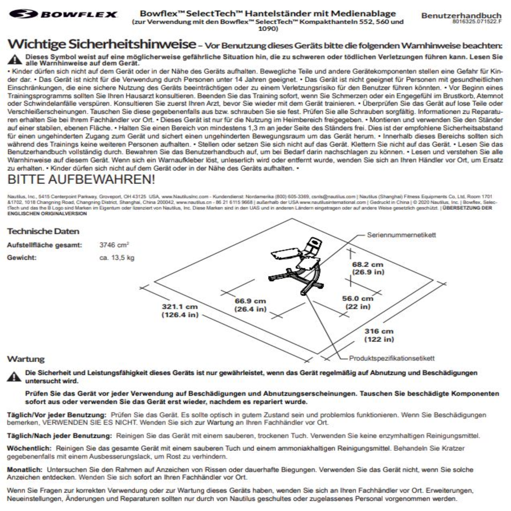 Text auf Deutsch über Sicherheitshinweise für ein Gerät. Eine Diagramm des Geräts ist ebenfalls gezeigt.