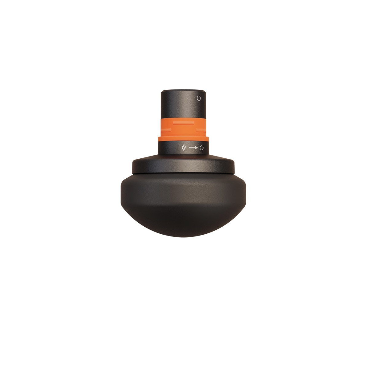 Un difusor negro y naranja con base negra, diseñado para aromaterapia.