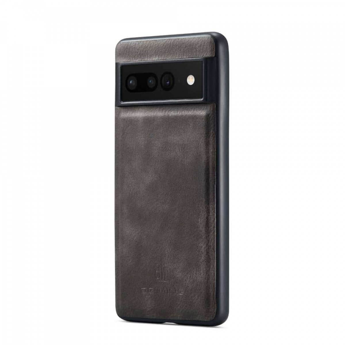 Smartphone-Hülle aus braunem Leder mit schwarzer Kameraleiste.
