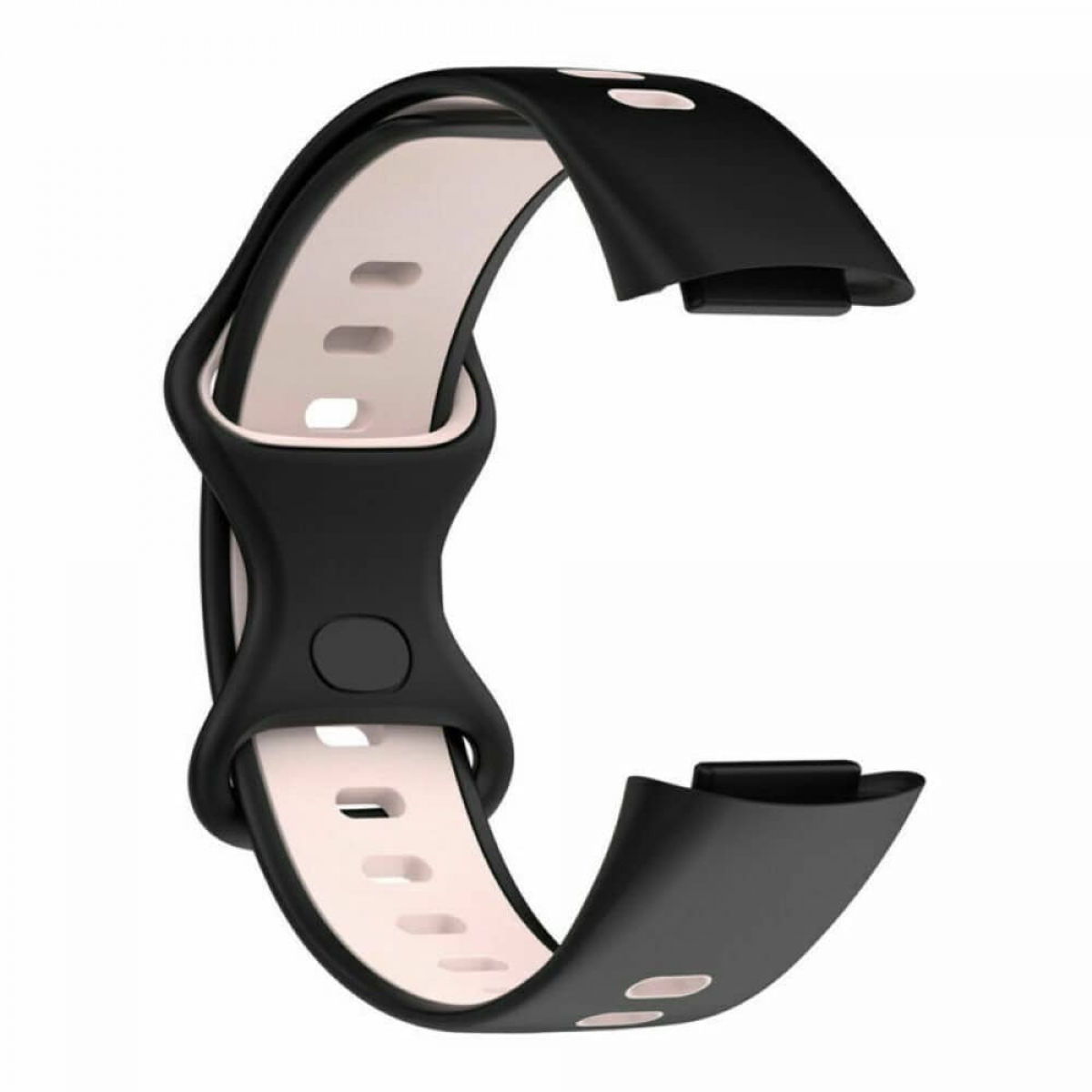Schwarz-weißes Smartwatch-Armband. Zweifarbig mit Verschluss.
