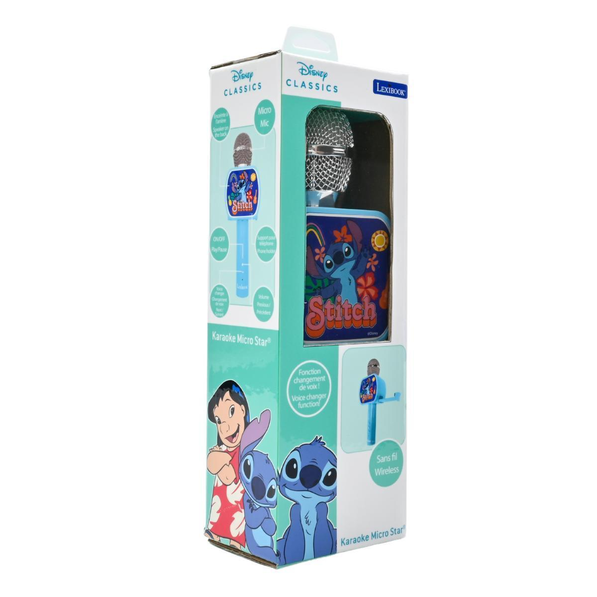 Zestaw mikrofonu do karaoke w pudełku, z postacią Disneya Stitch.