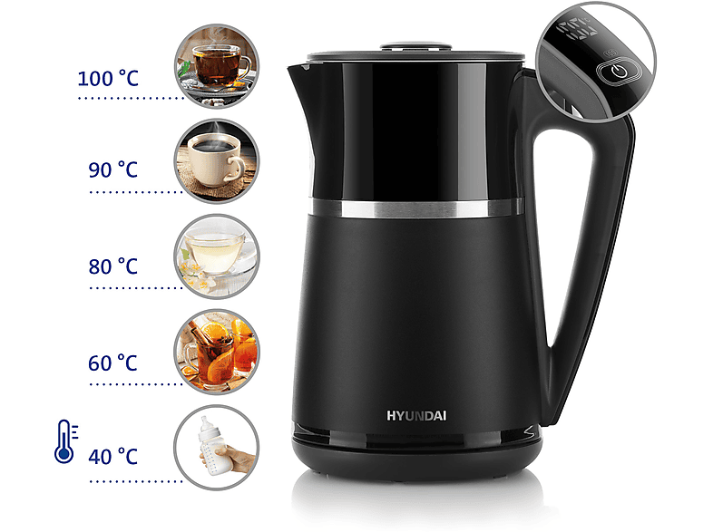 HYUNDAI HYUVK309 Wasserkocher, Schwarz