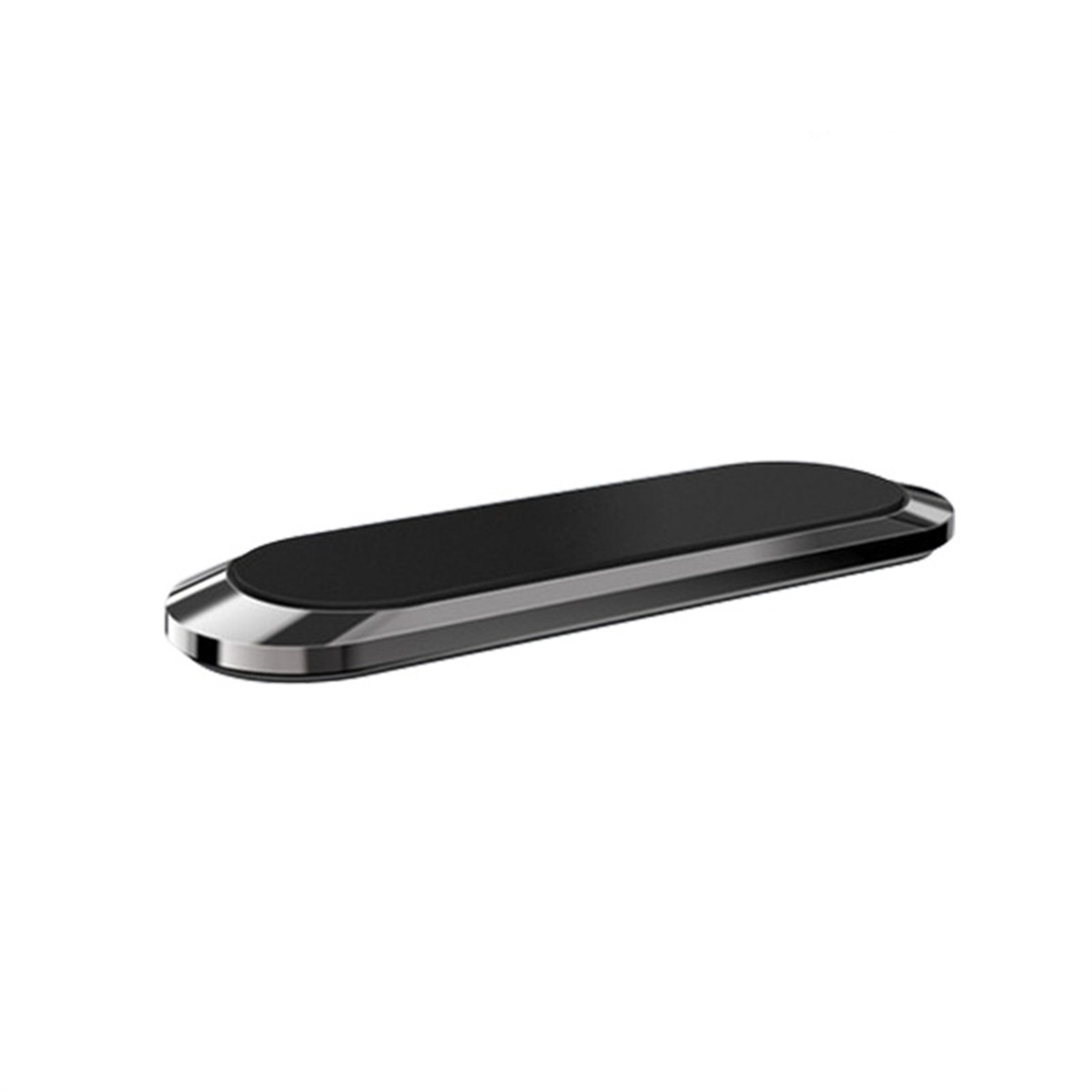 Silberner und schwarzer magnetischer Telefonhalter. Metallisch silberne Kanten.