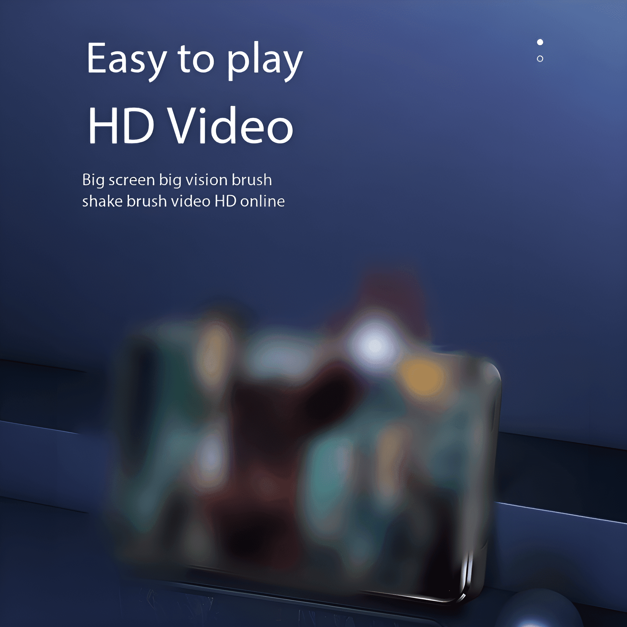 Ein verschwommener Screenshot eines Telefonbildschirms mit Text zur HD-Wiedergabe.