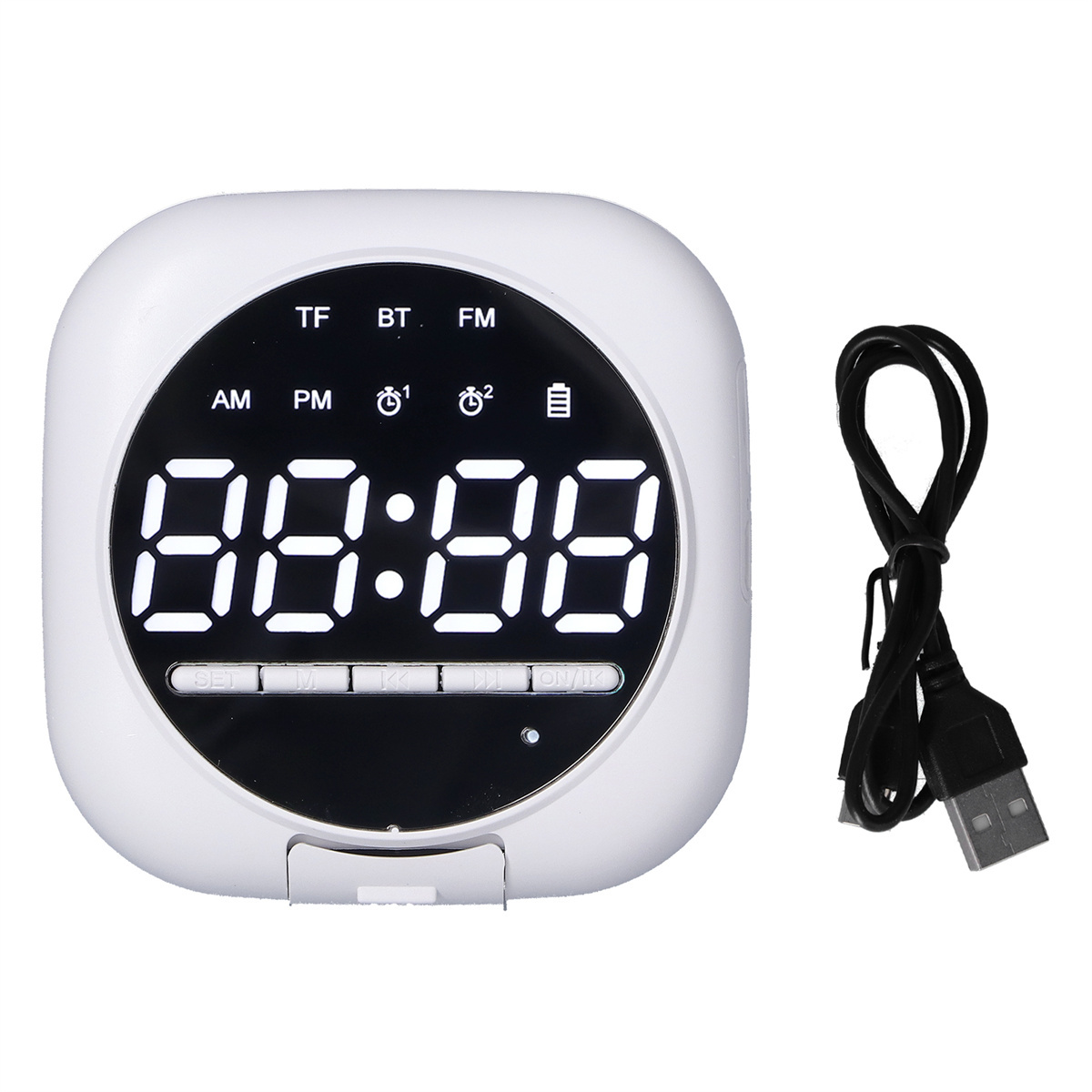 Wecker mit USB-Kabel und großem Digitaldisplay.