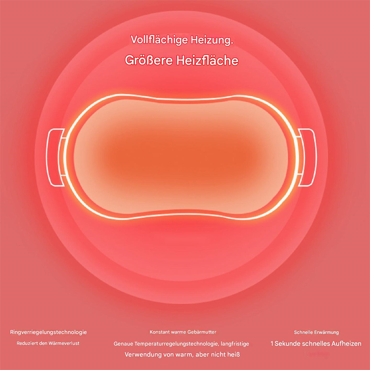 Rotes und oranges Heizkissen. Das Bild zeigt die Wärmeverteilung.