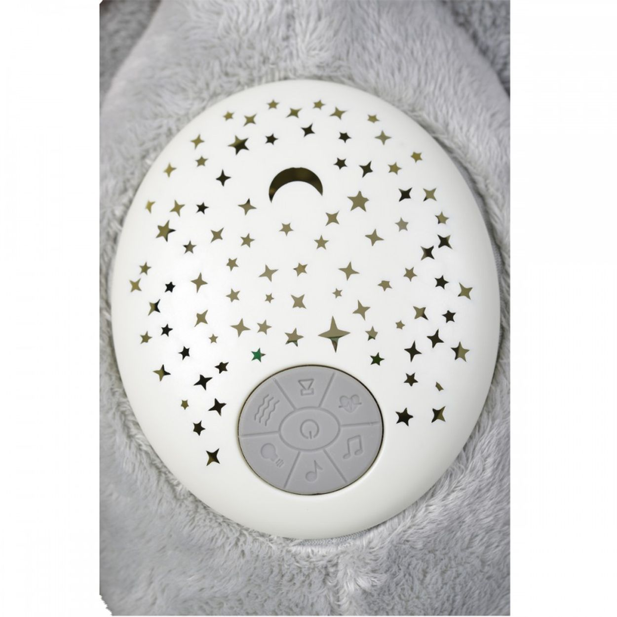 Luz de noche blanca con proyecciones de estrellas.