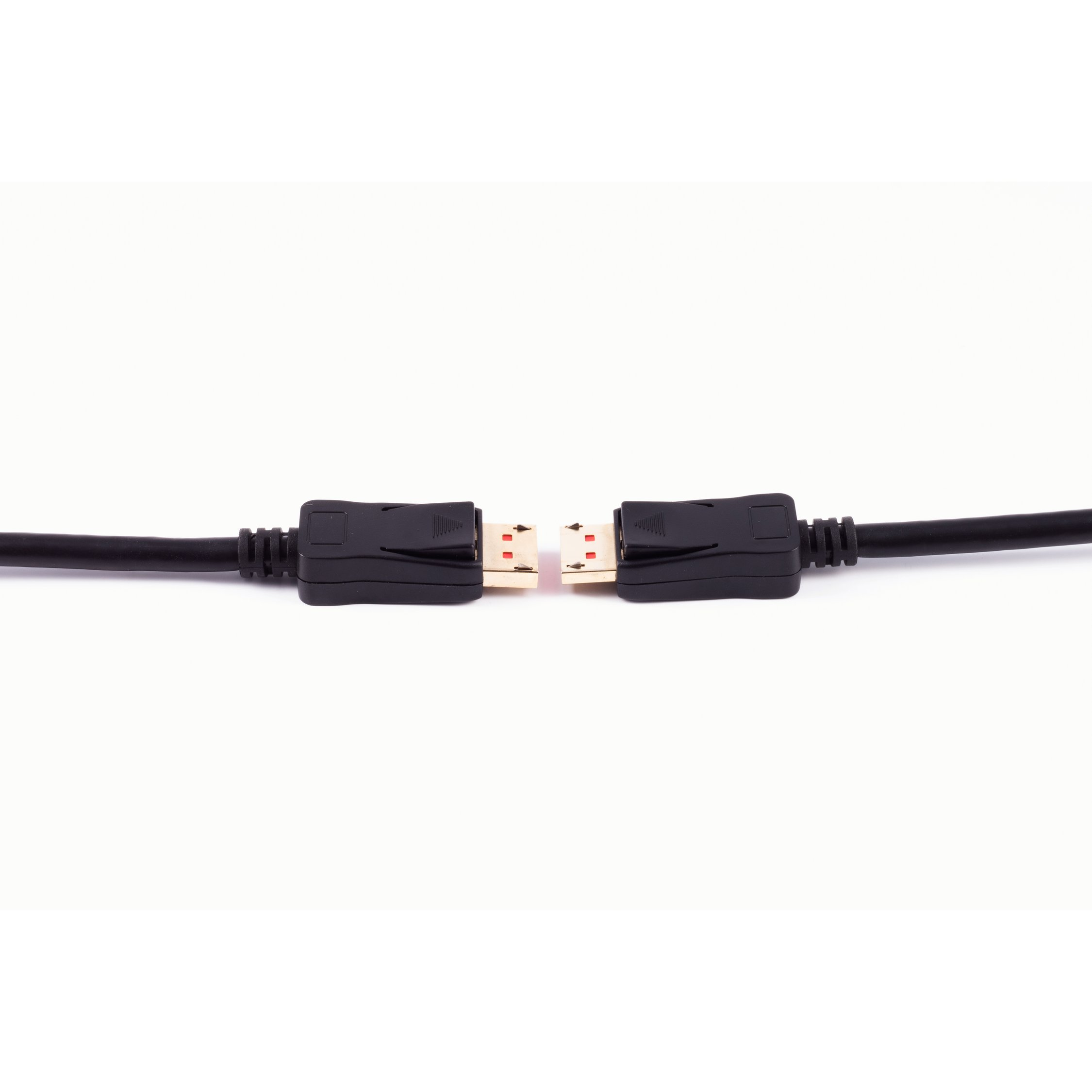 Zwei schwarze HDMI-Anschlüsse, bereit zum Verbinden, weißer Hintergrund.