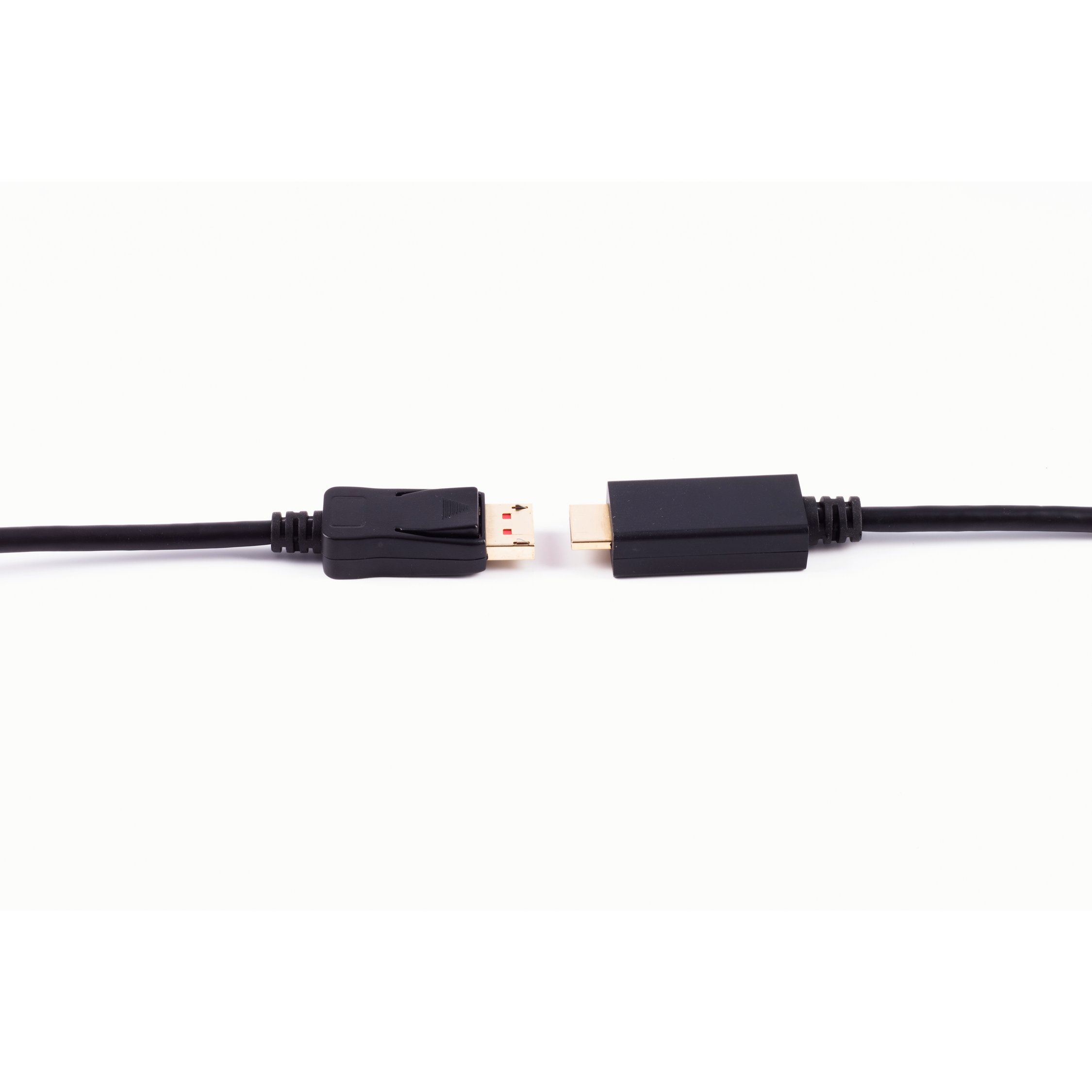 Due cavi neri con connettori. Uno ha un connettore DisplayPort, l'altro HDMI.