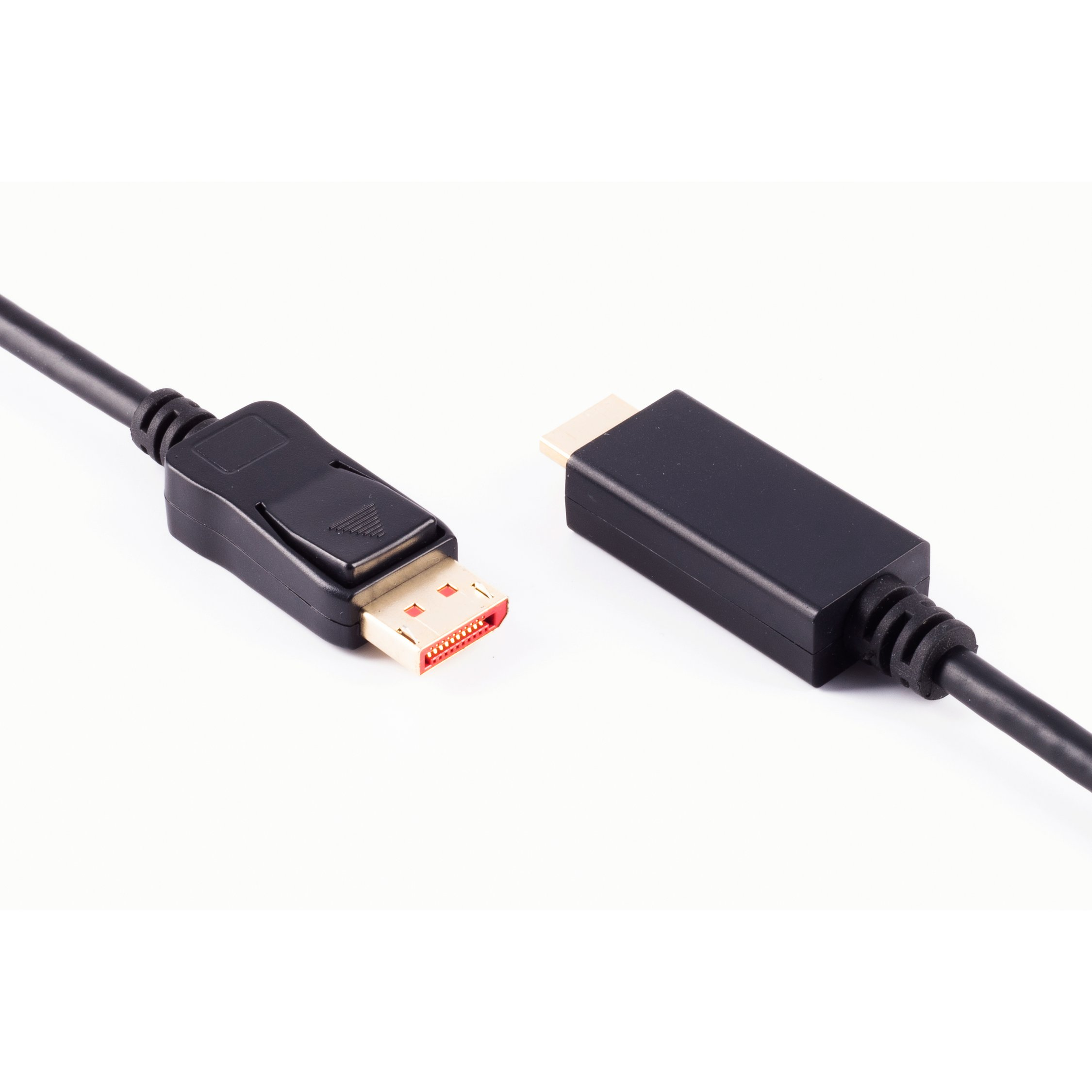 Due cavi neri con connettori. Uno ha un connettore DisplayPort, l'altro HDMI.