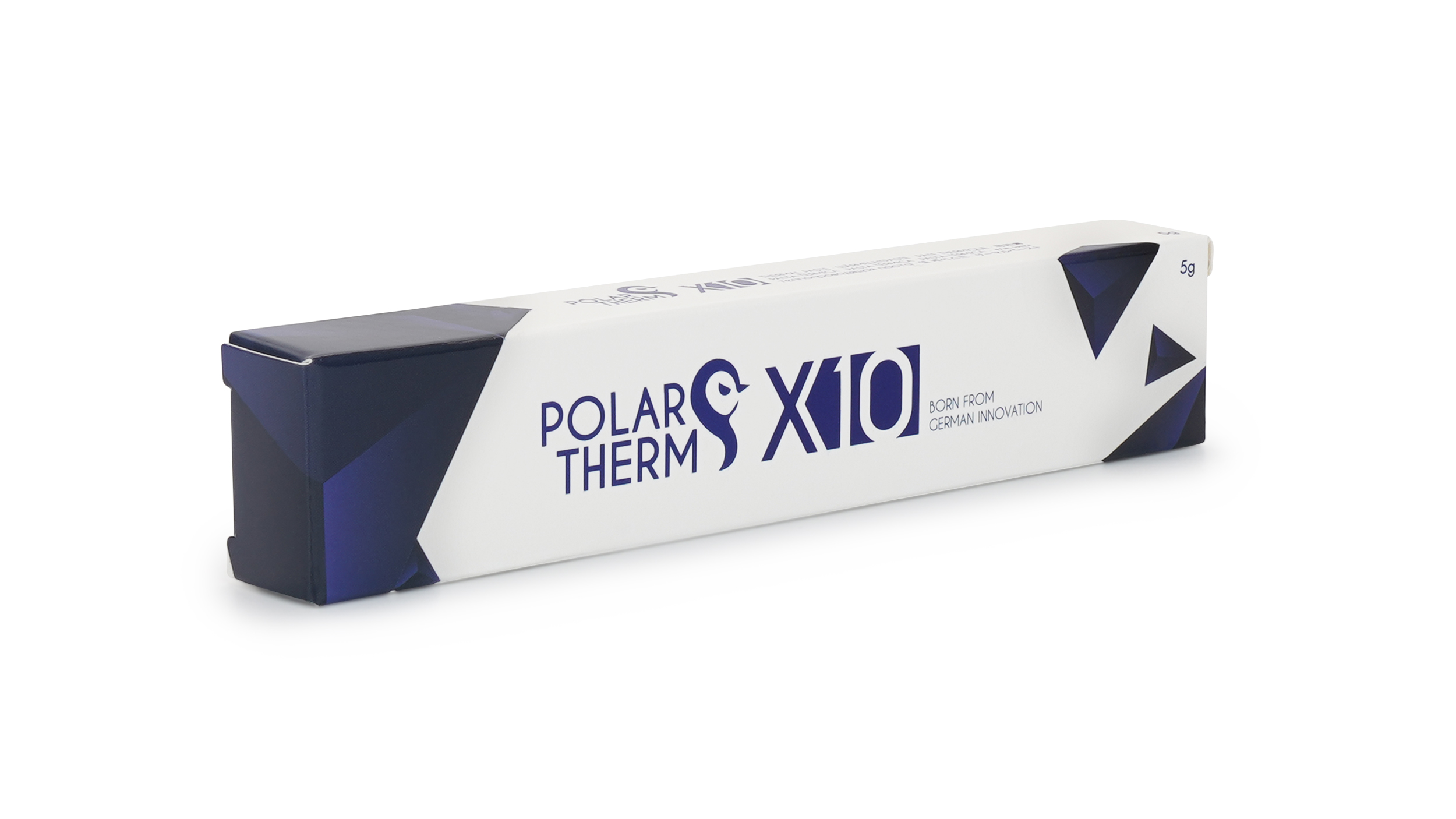 "POLAR THERM X10" ve "5g" yazan beyaz ve mavi bir kutu.