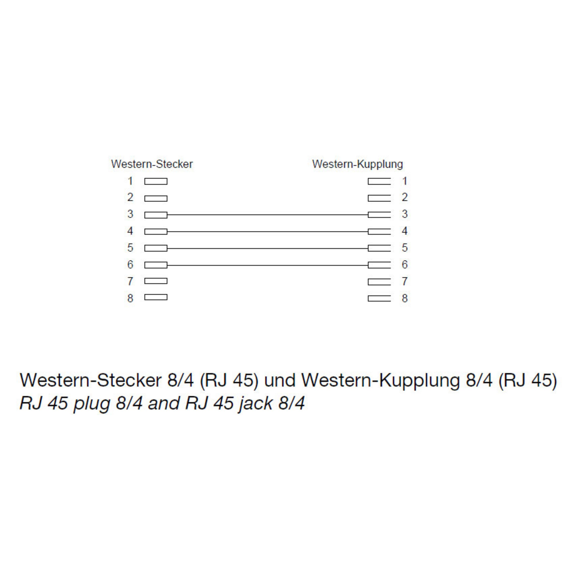 Diagramm mit RJ45-Stecker und -Buchse, mit Zahlen beschriftet.