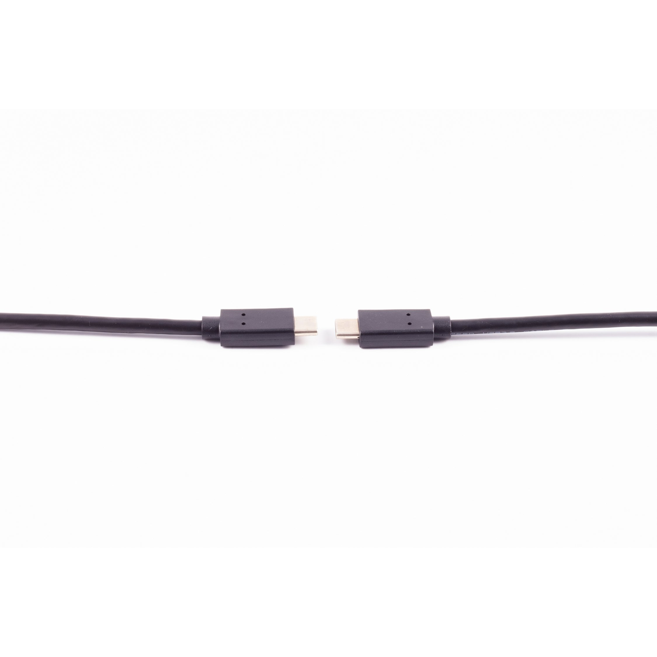 Zwei schwarze USB-C-Anschlüsse getrennt auf weißem Grund.