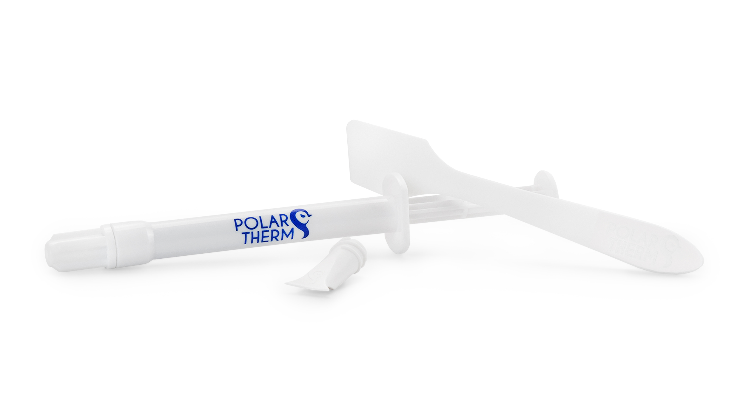 Polar Therm beyaz tüp, bir piston ve bir spatula ile.