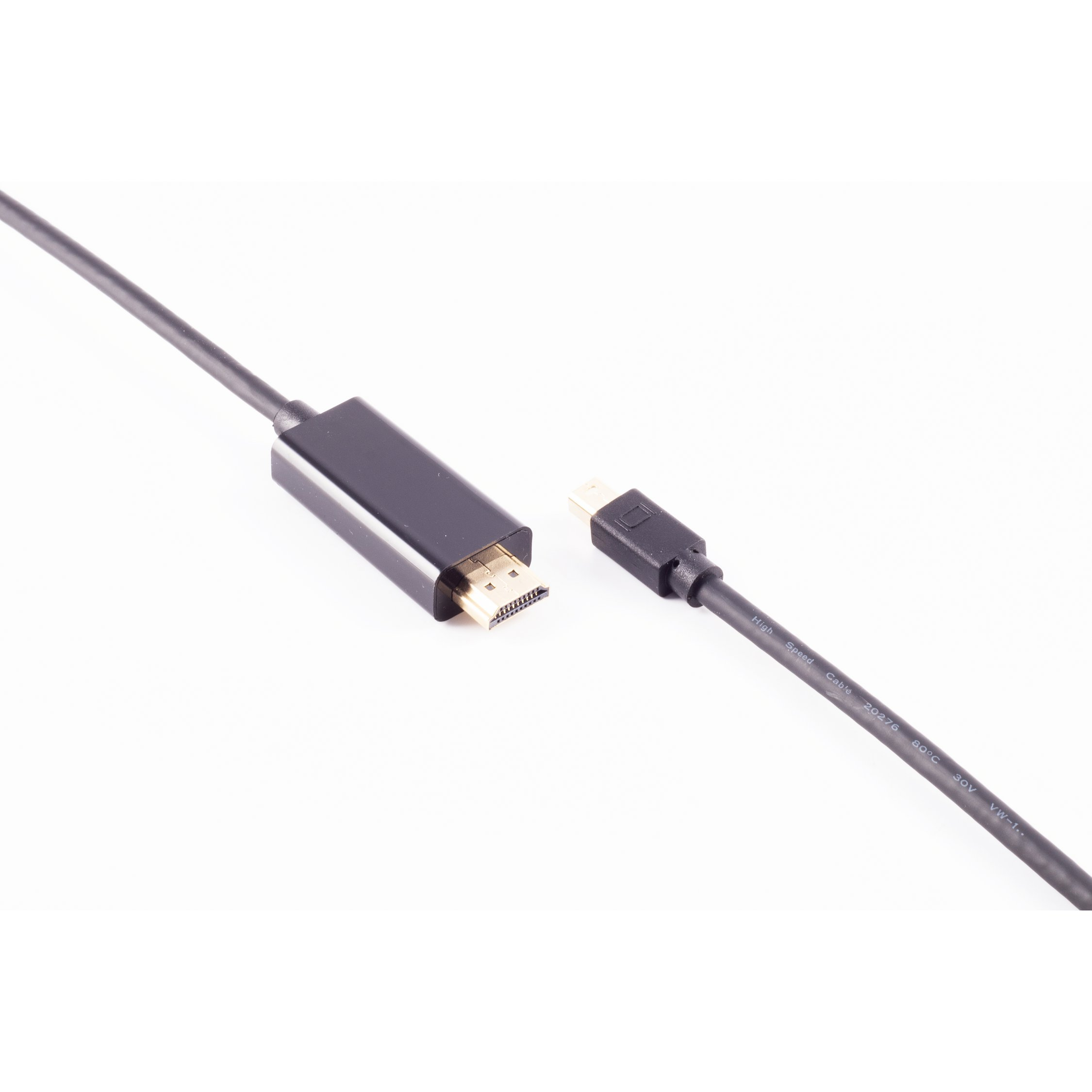 Due cavi neri con connettori. Uno ha un connettore HDMI, l'altro è di un altro tipo.