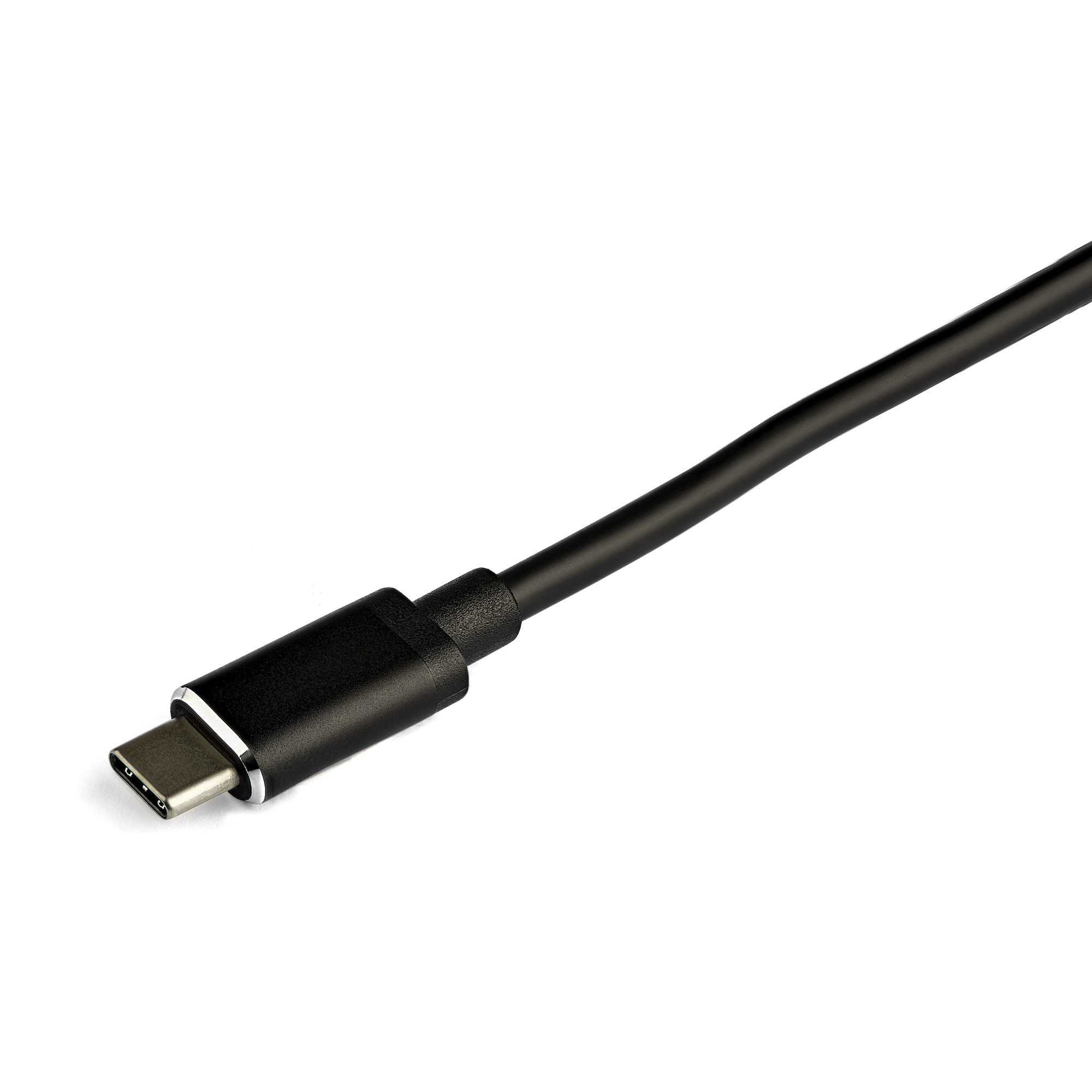 Schwarzes USB-C-Kabel mit Stecker.