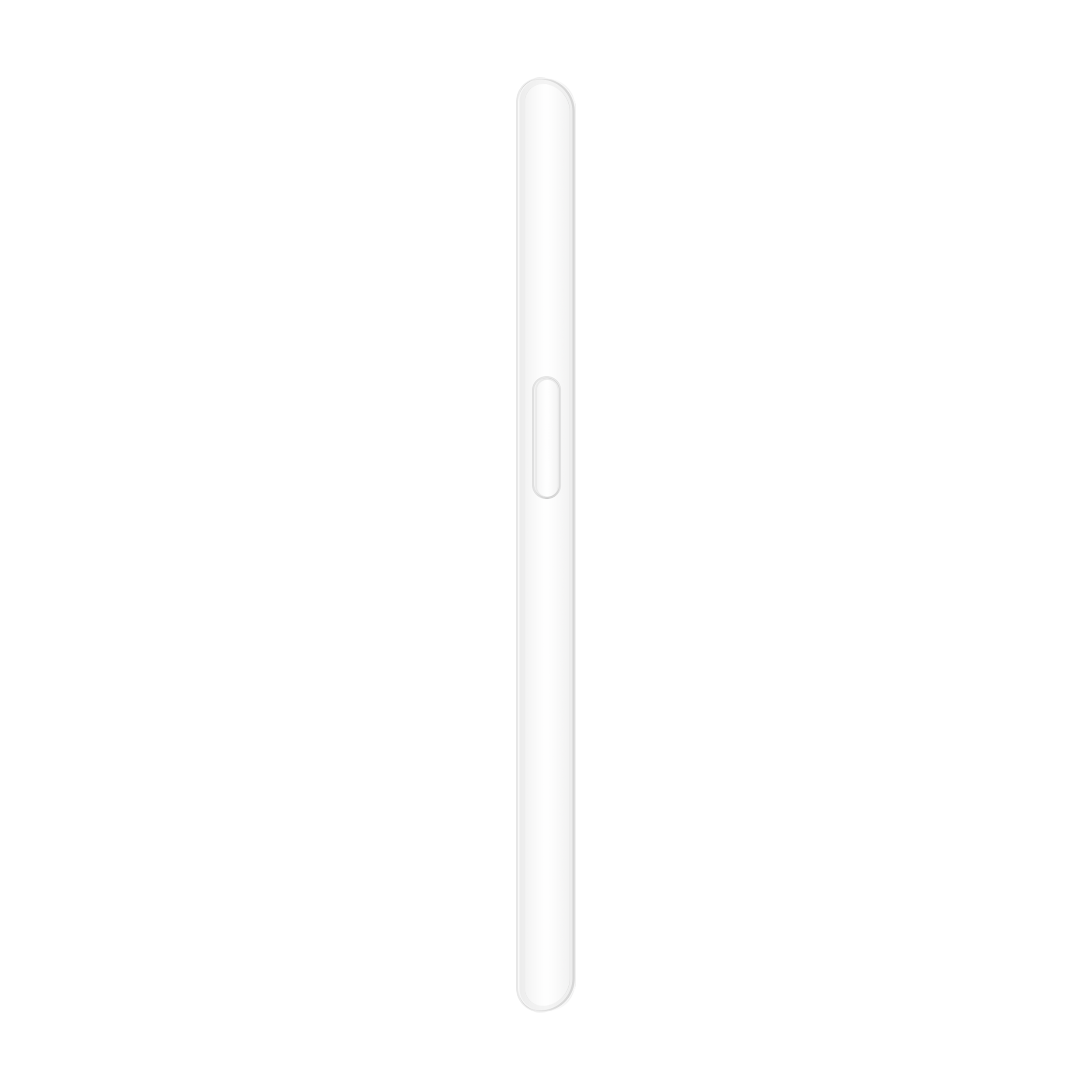 Ein weißes Smartphone von der Seite. Es hat eine Lautstärketaste.