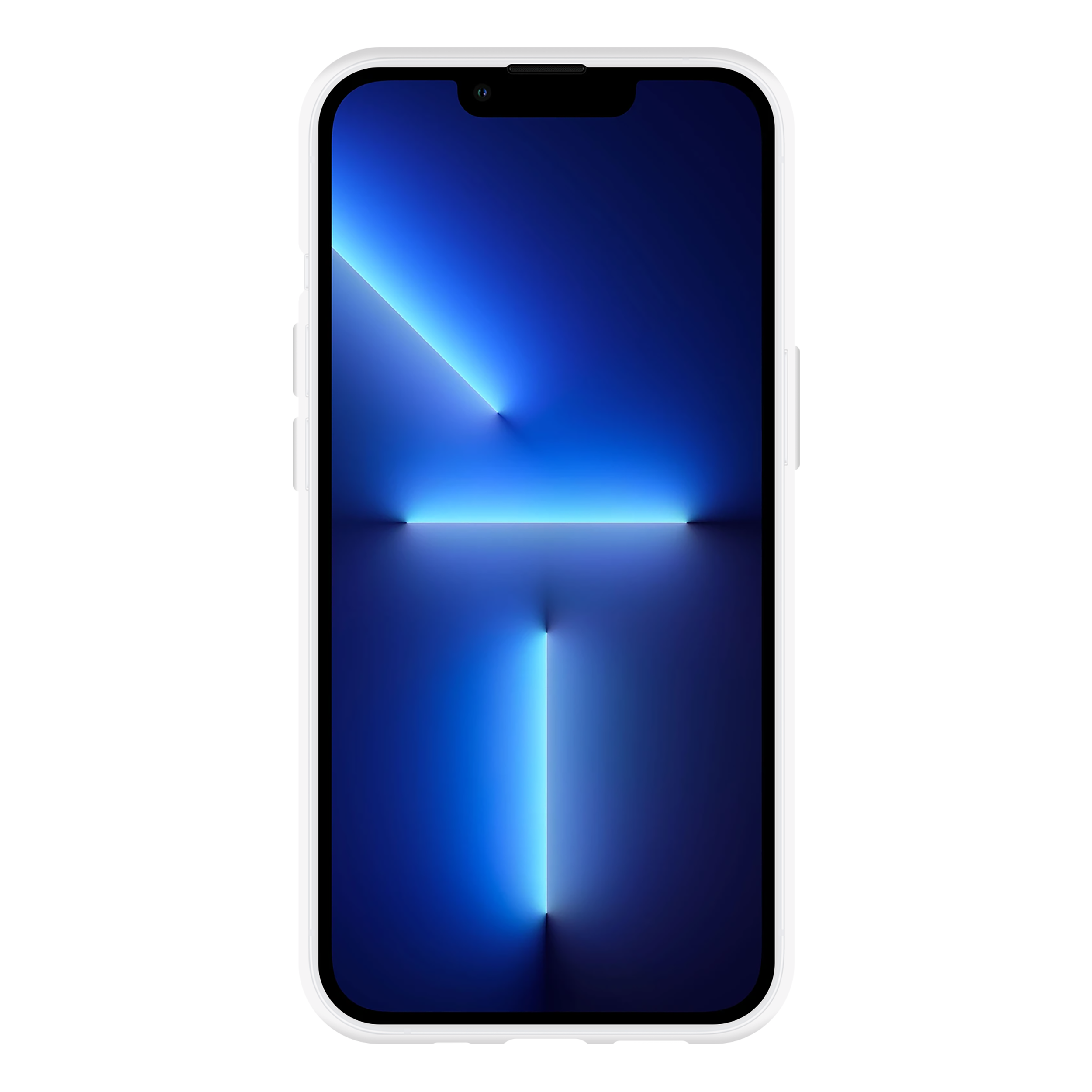Smartphone-Bildschirm mit blau-weißem Farbverlauf im Hintergrund.