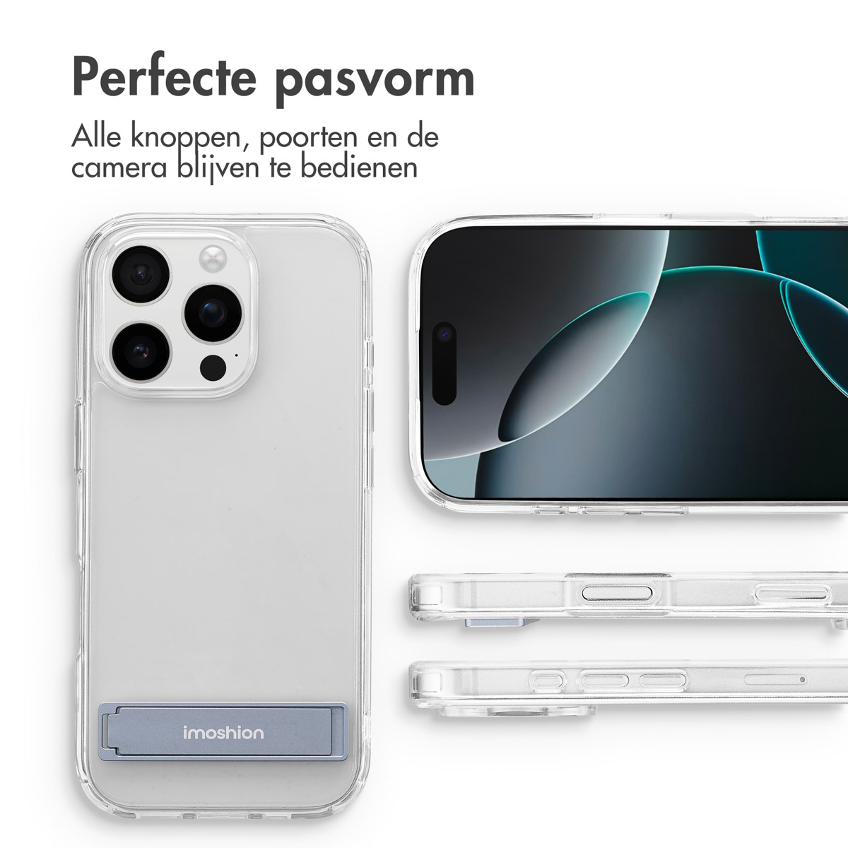 IMOSHION Stand COVER per iPhone 16 Pro Max, Trasparente