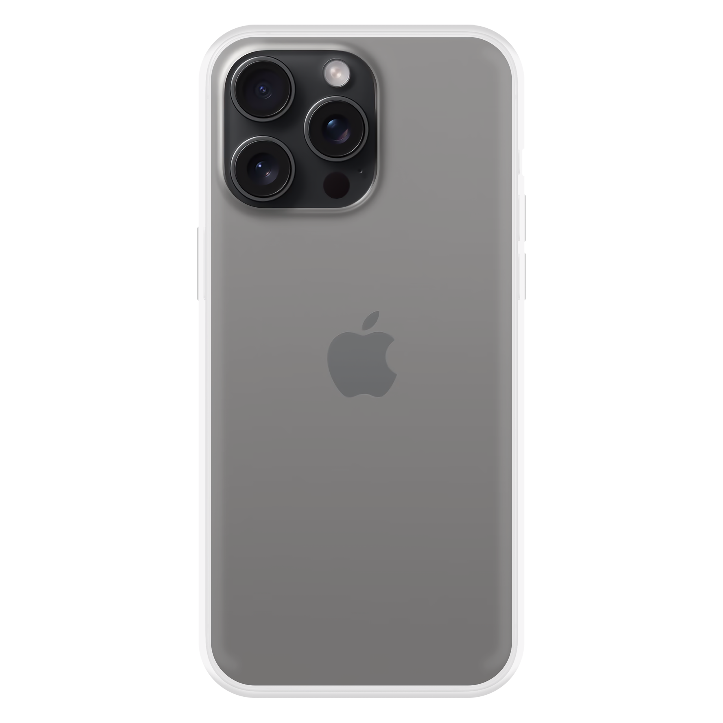 Ein graues iPhone mit drei Kameras und dem Apple-Logo. Das Telefon befindet sich auf einem schwarzen Hintergrund.