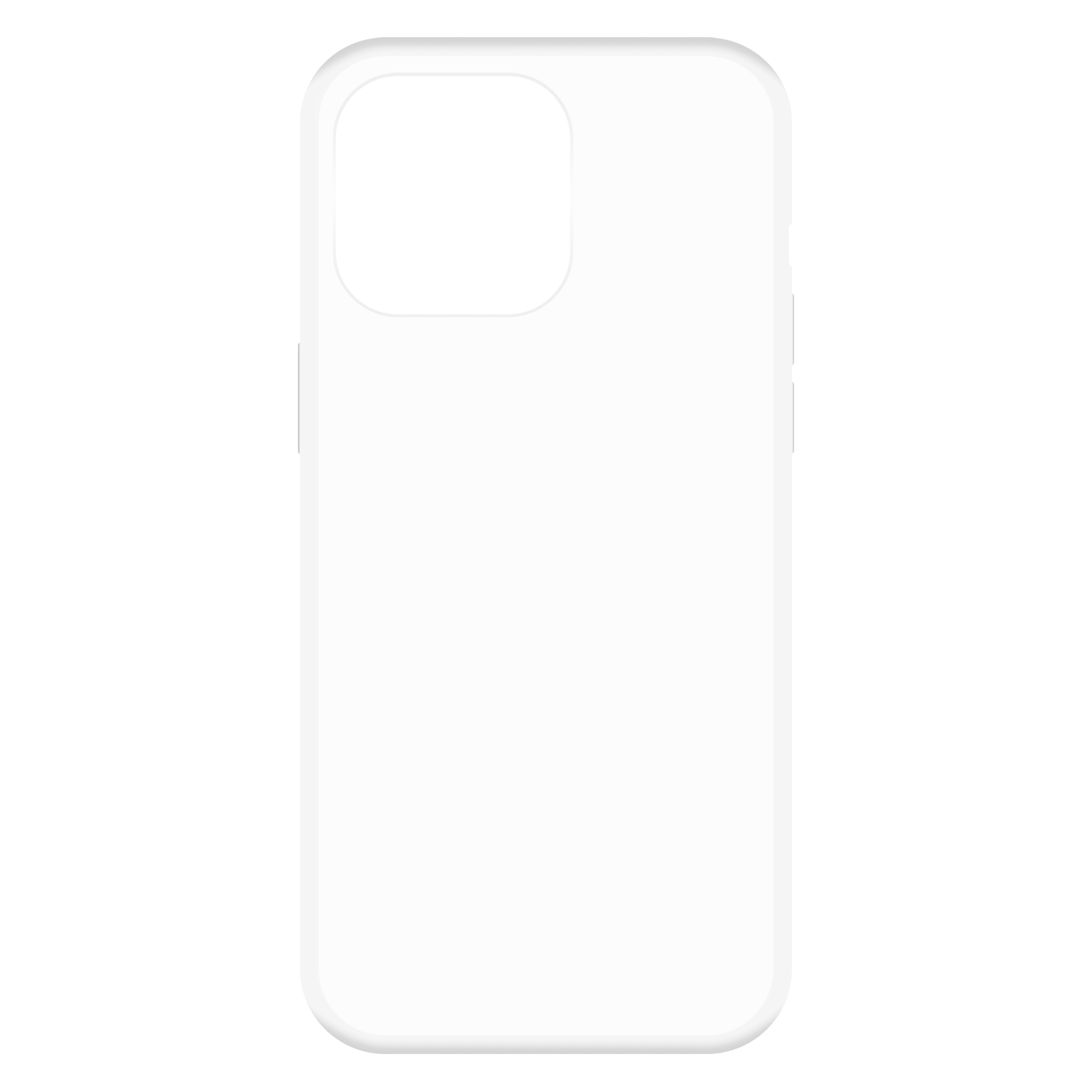 Weiße iPhone-Hülle mit schwarzem Kameraquadrat, vor schwarzem Hintergrund.
