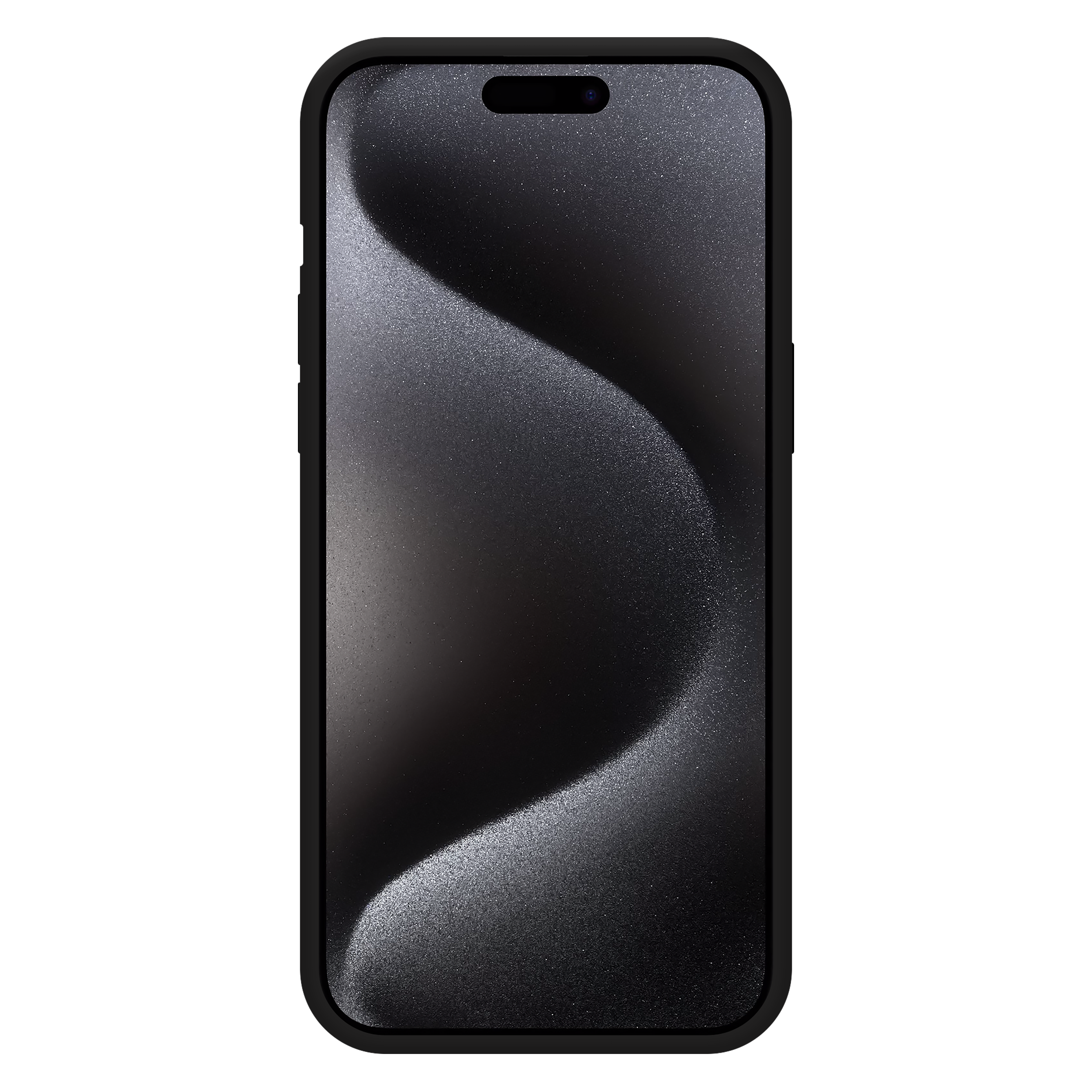 Schwarzes Telefon mit wellenförmigem schwarz-silbernem Design. Schwarzer Hintergrund.