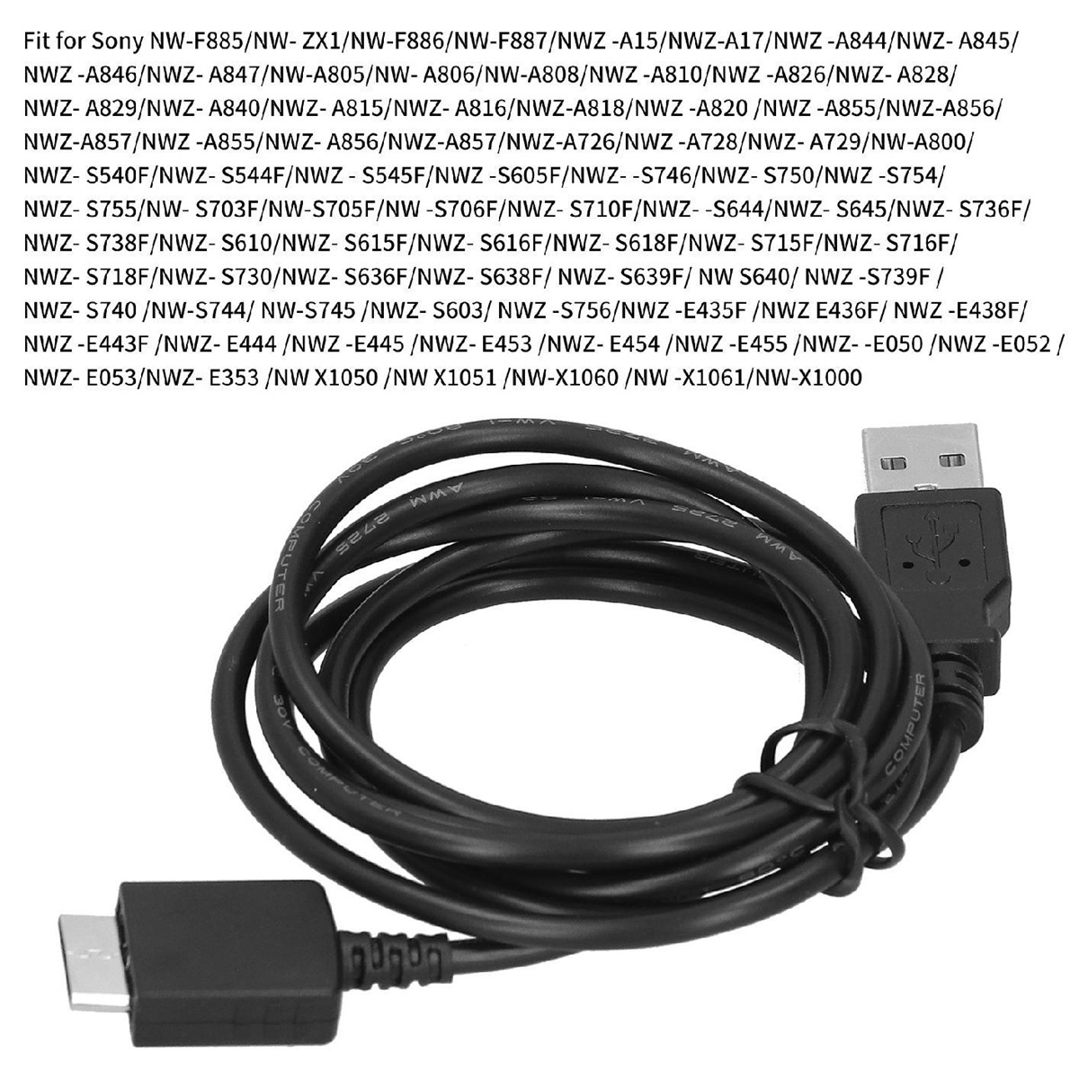 Schwarzes USB-Kabel mit USB-A- und USB-C-Anschluss, mit Kompatibilitätstext.
