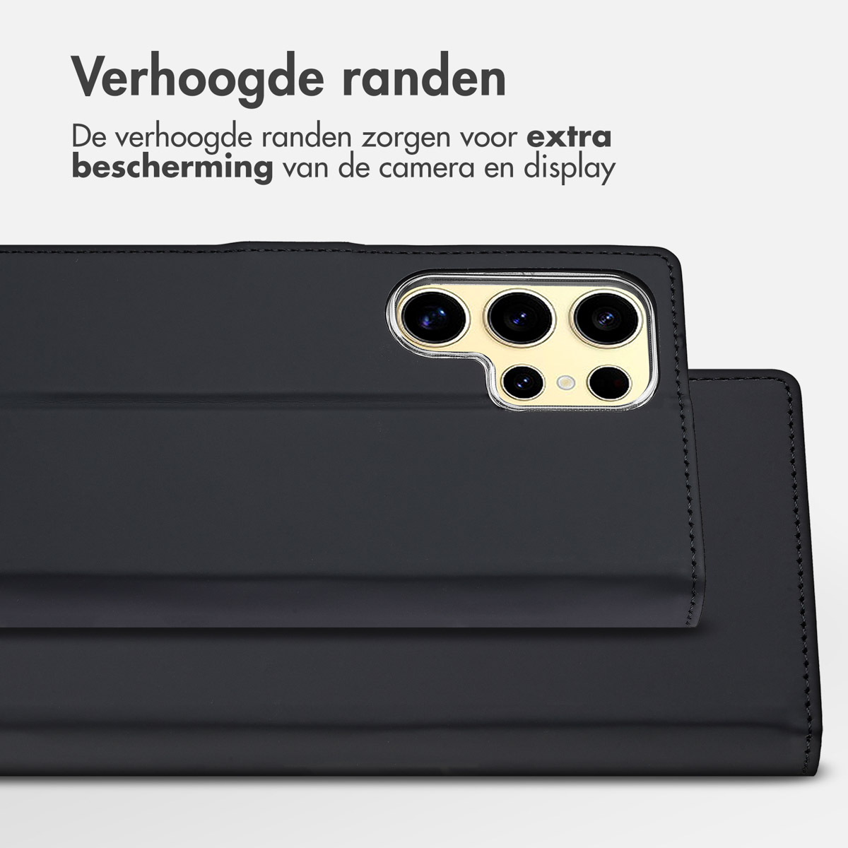 Black phone case with raised edges and camera details.